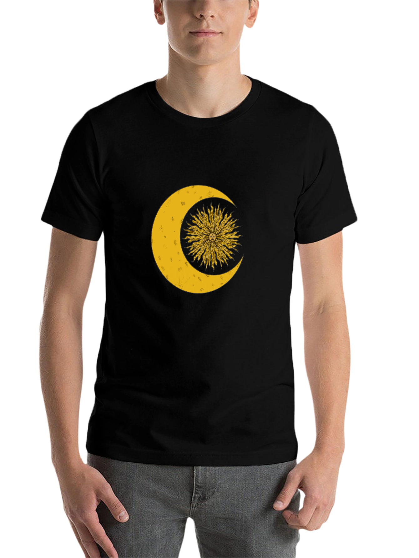 Black Celestial Sun and Moon Graphic T-Shirt view 7