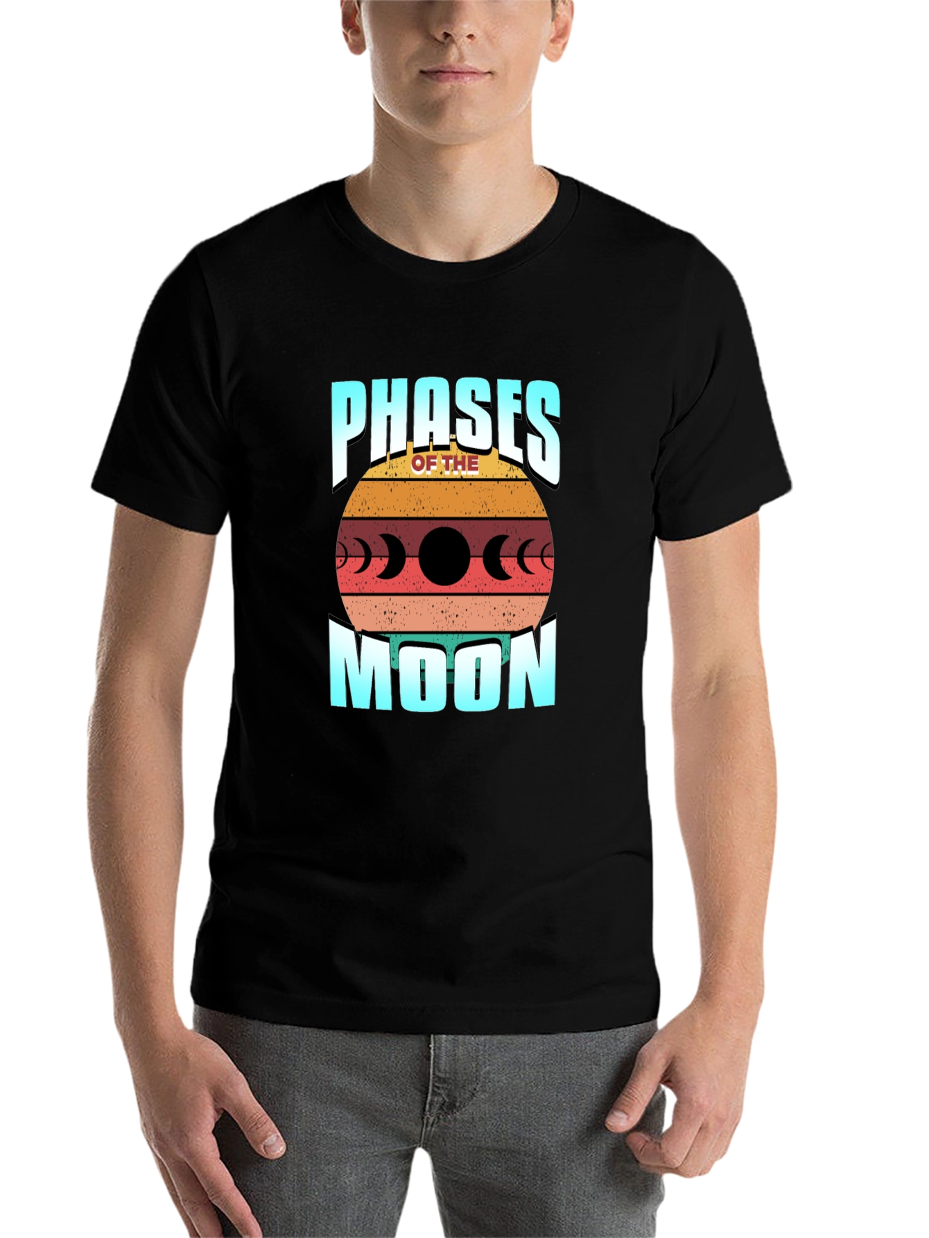 Black Phases of the Moon Graphic Tee - Stylish Celestial Design view 7