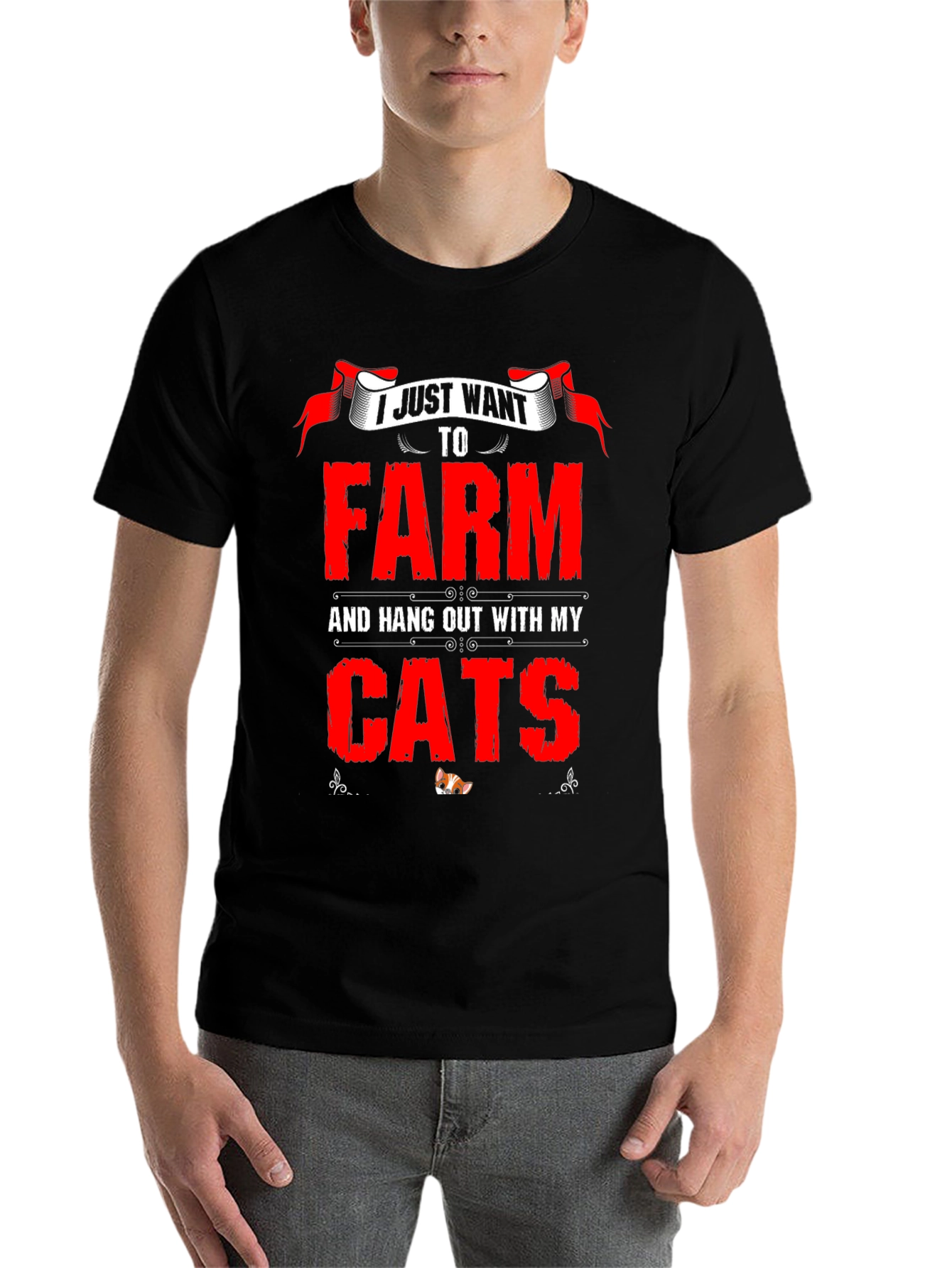 Black Farm & Cats T-Shirt: Funny Farmer Tee view 7
