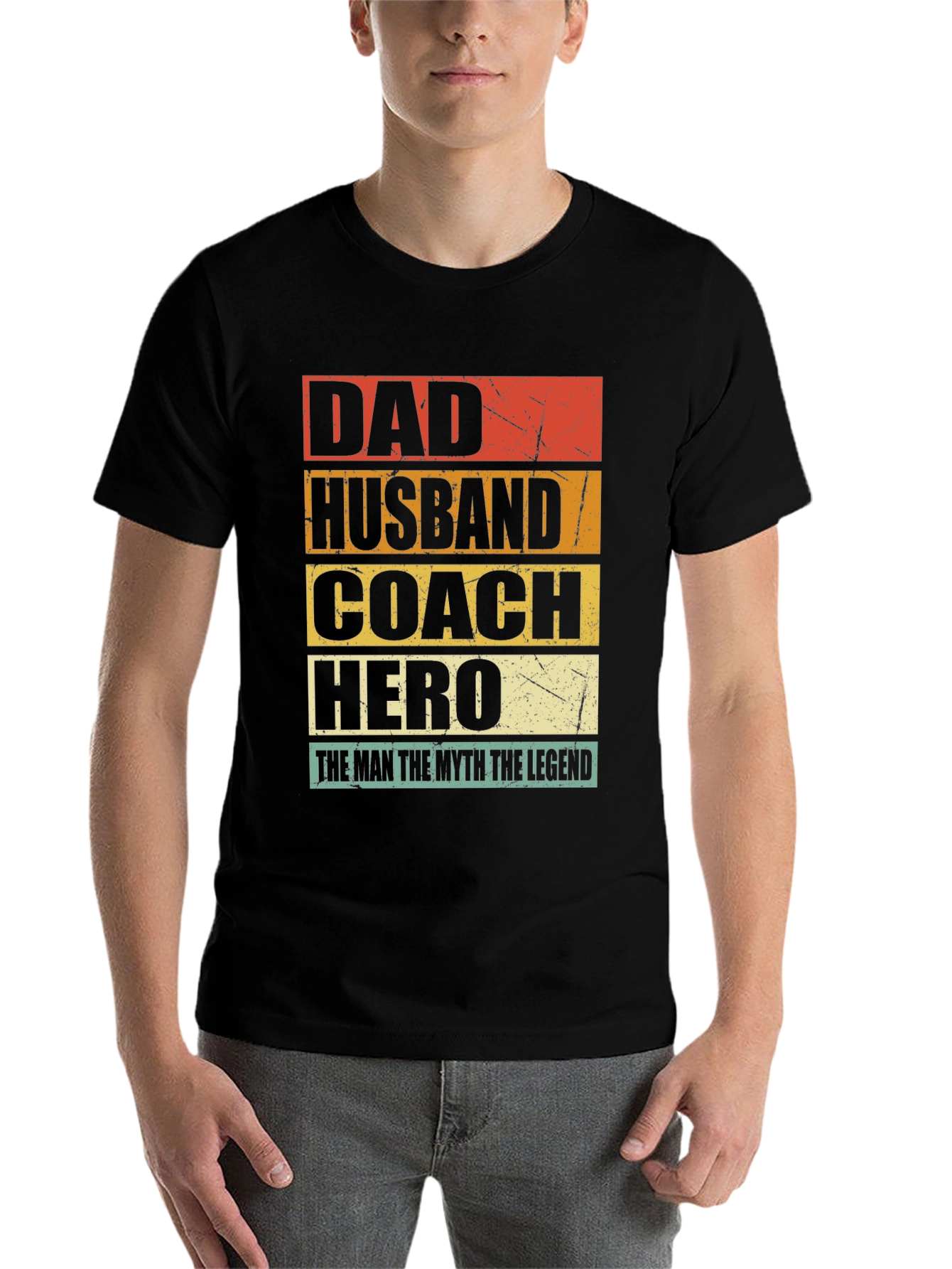 Black Dad Husband Coach Hero T-Shirt view 7