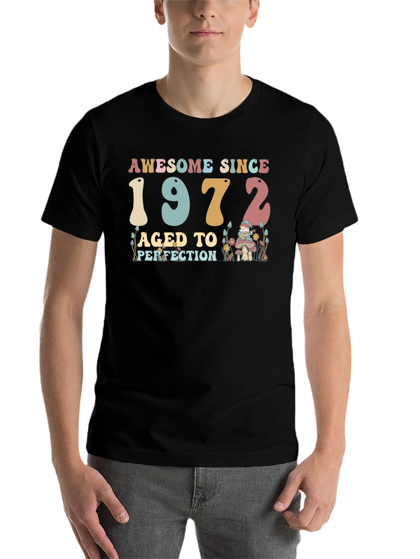 Black Awesome Since 1972 Aged to Perfection Black T-Shirt view 7