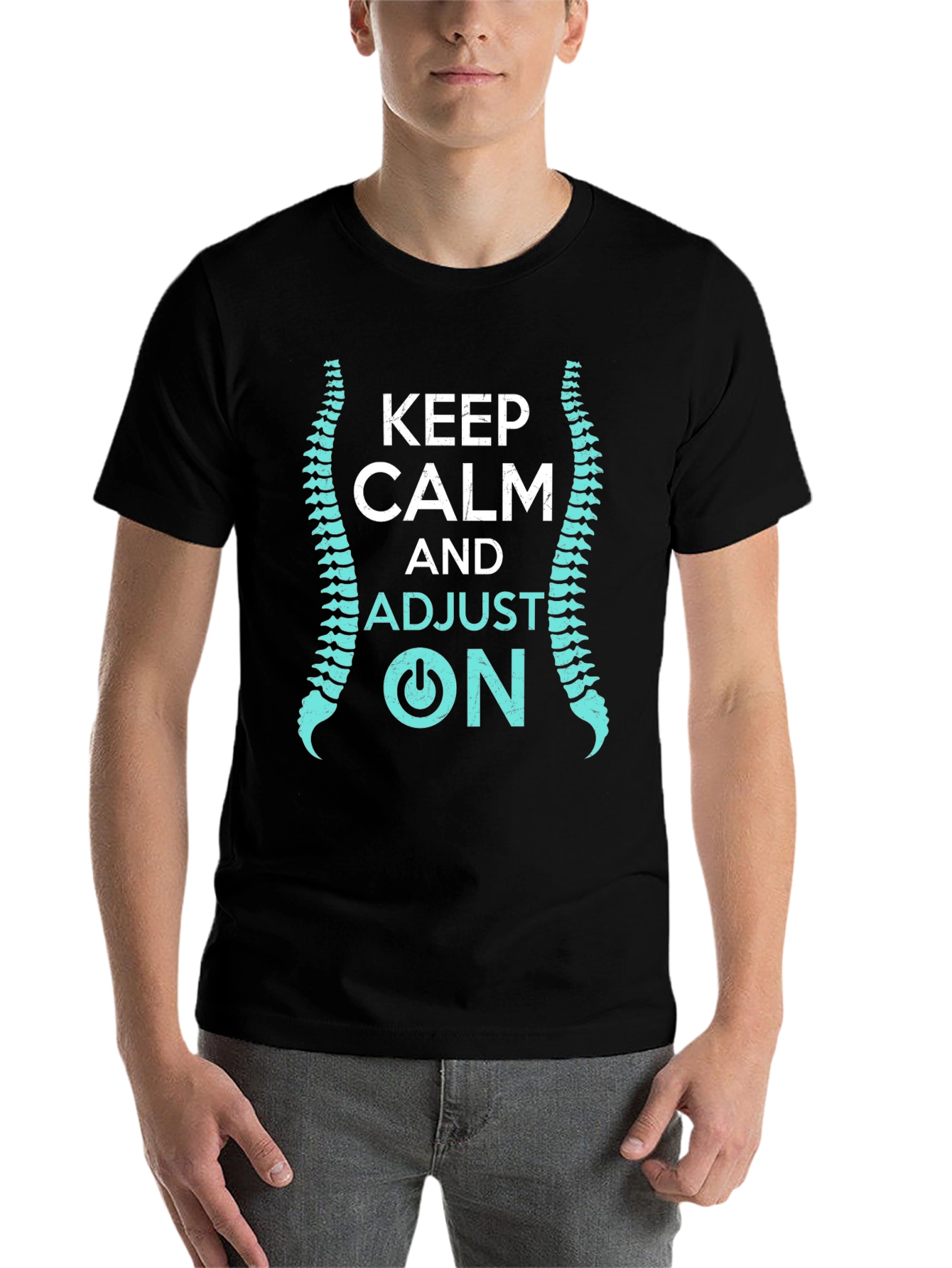 Black Keep Calm and Adjust On Chiropractor T-Shirt view 7