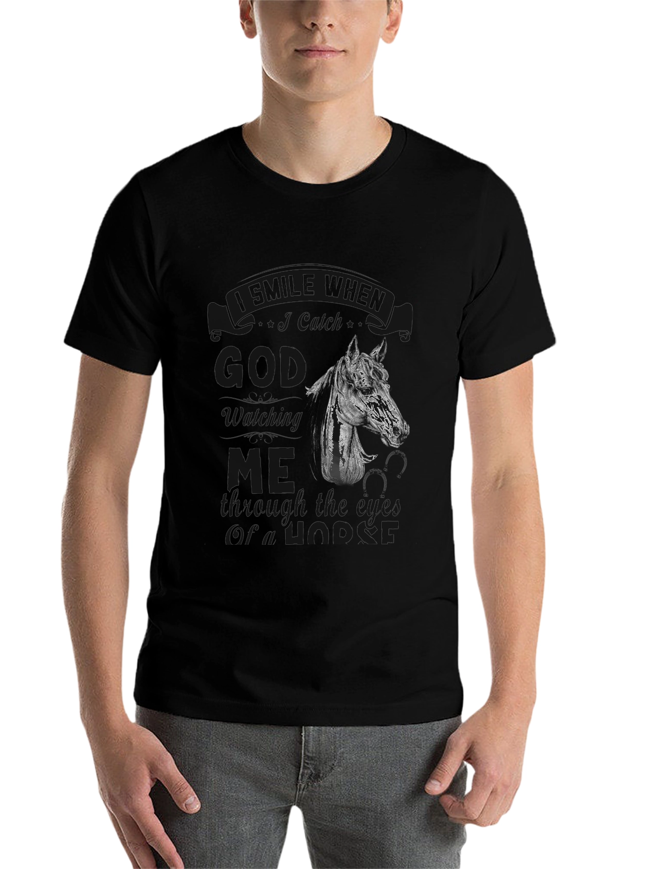 Black God Watching Me Through the Eyes of a Horse T-Shirt view 7