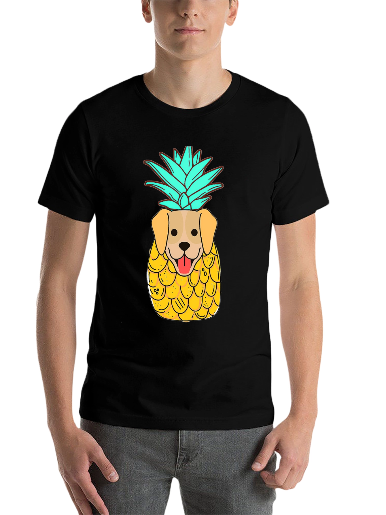 Black Dog-Pineapple Graphic Black T-Shirt view 7