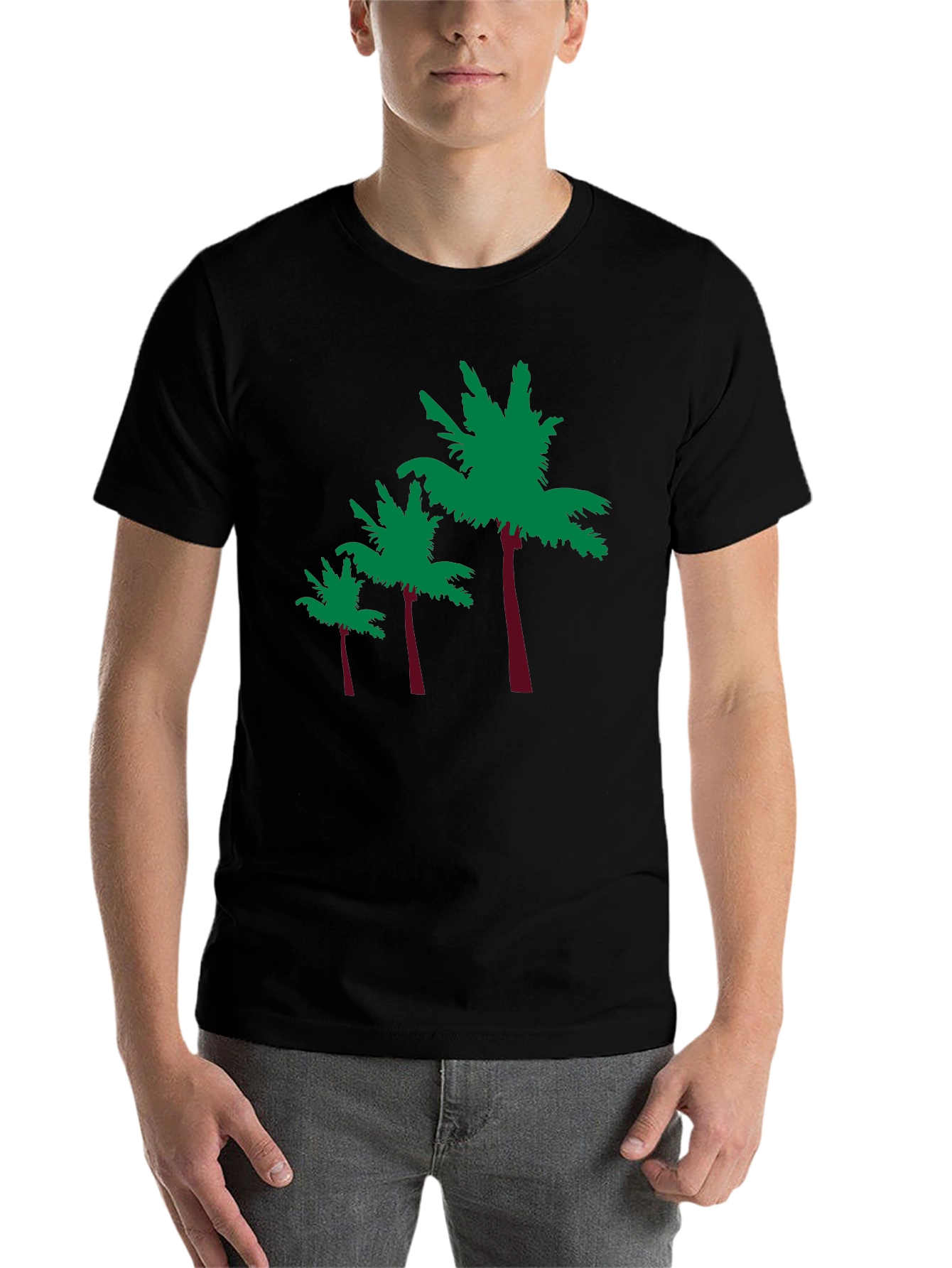 Black Tropical Palm Tree Graphic Tee - Black view 7