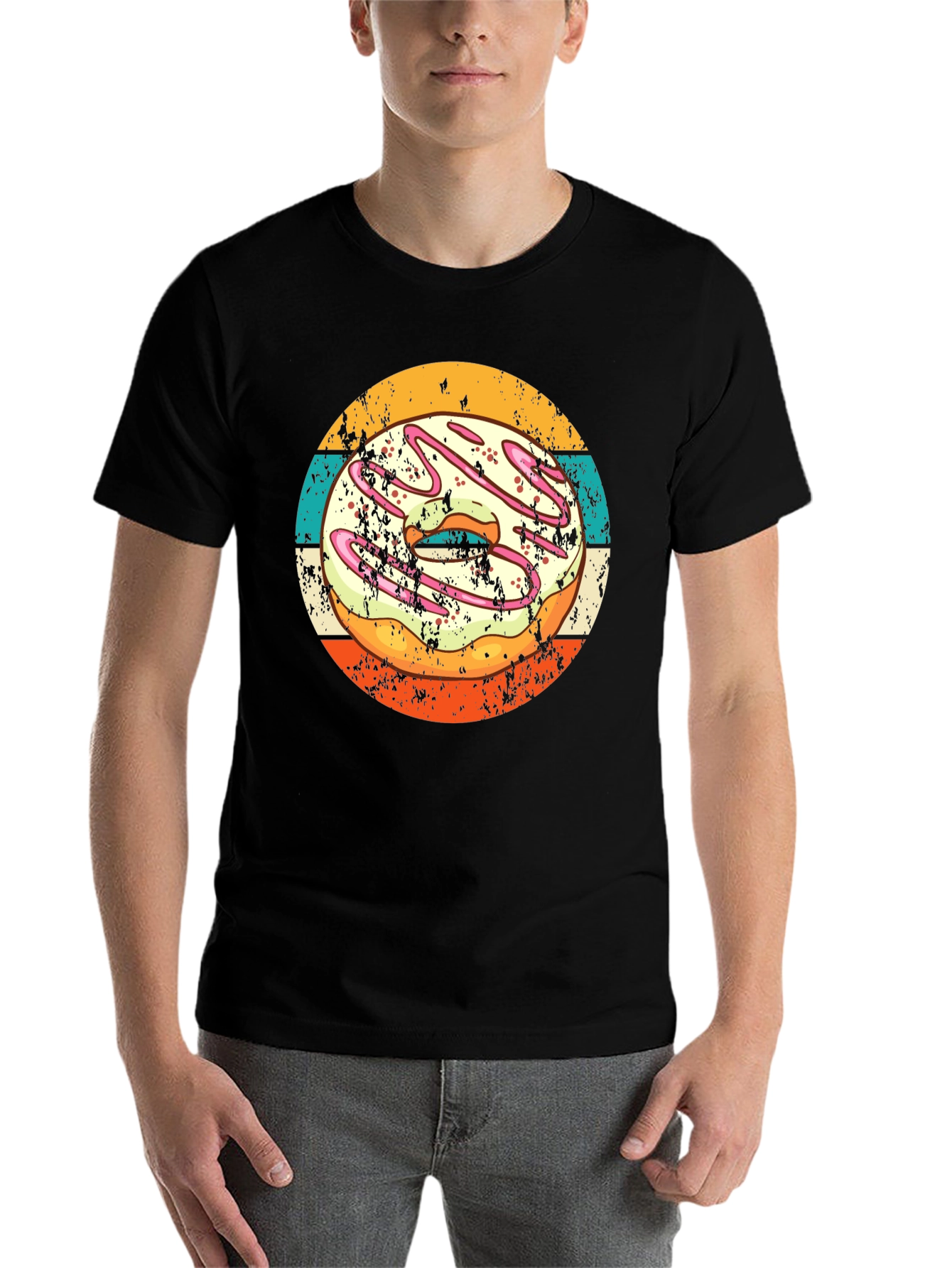 Black Retro Donut Graphic T-Shirt - Doughnut Lover Tee view 7