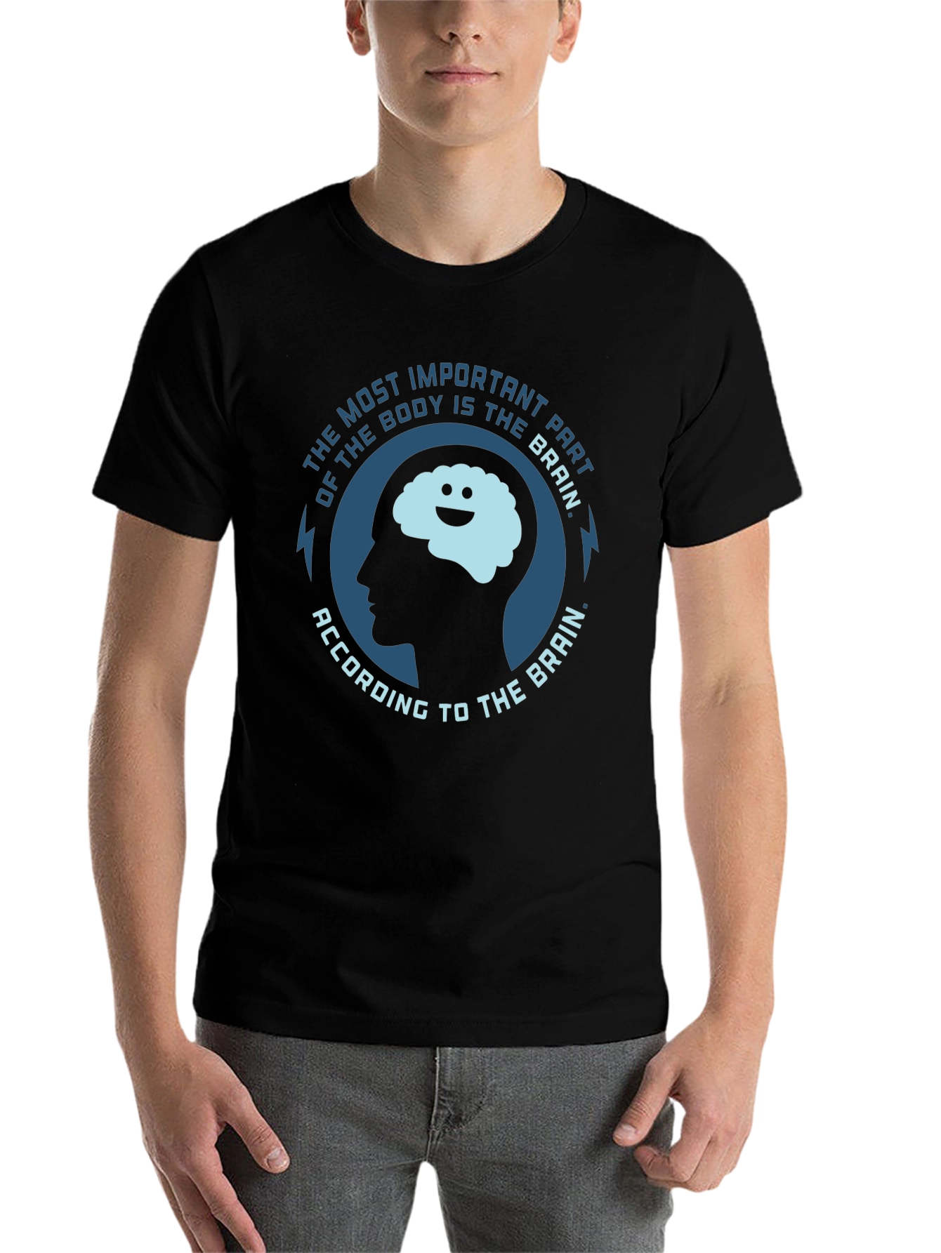 Black Funny Brain T-Shirt - Most Important Part of the Body view 7