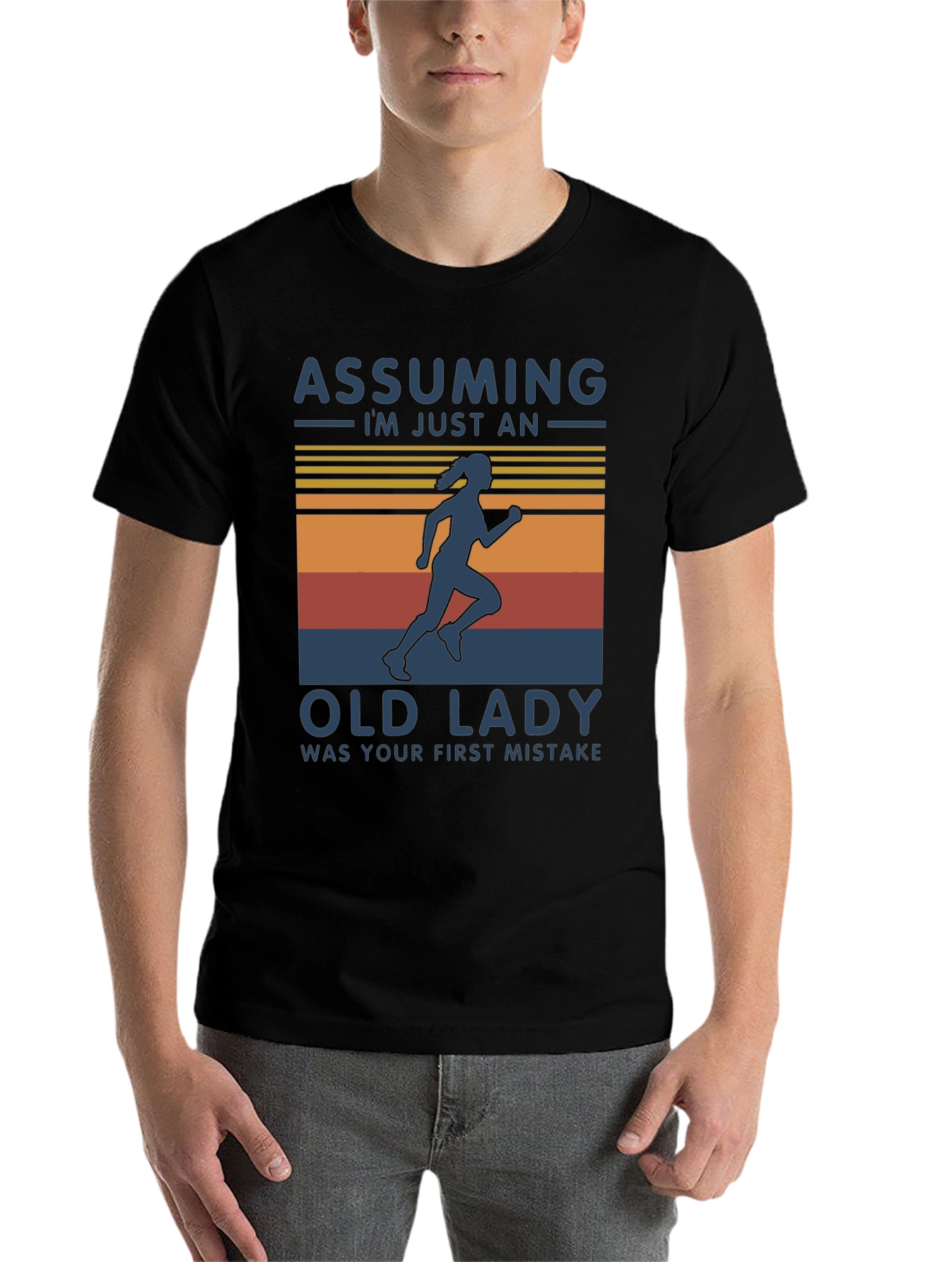 Black Assuming Old Lady Black Graphic T-Shirt view 7