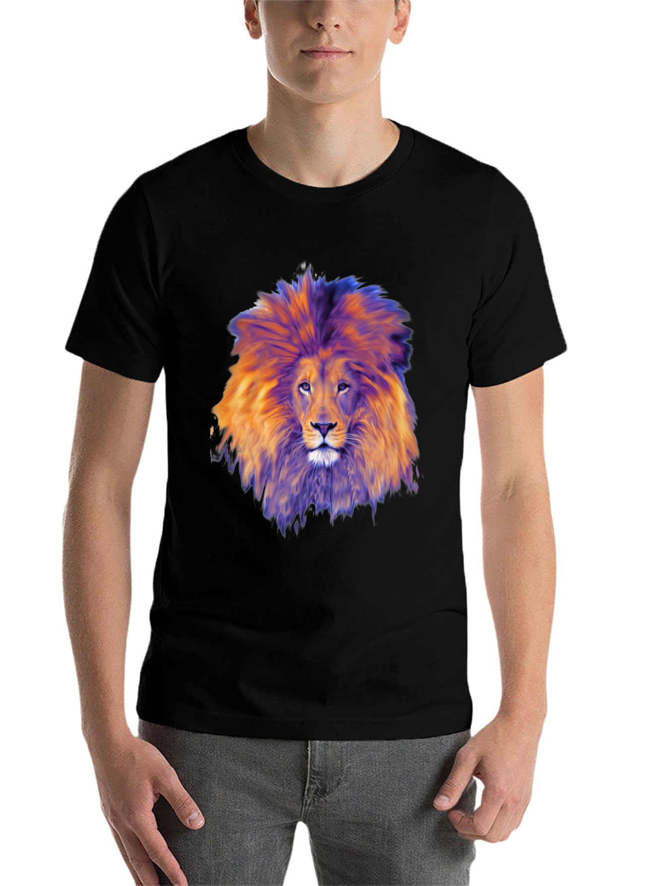 Black Lion Graphic Black T-Shirt view 7