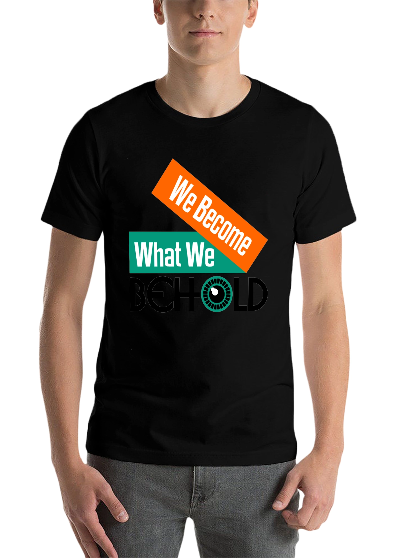Black We Become What We Behold Graphic Tee view 7