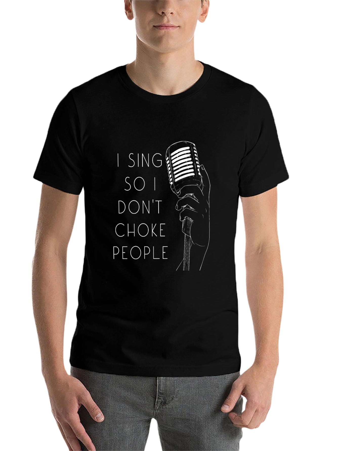 Black I Sing So I Don't Choke People Black Graphic Tee view 7