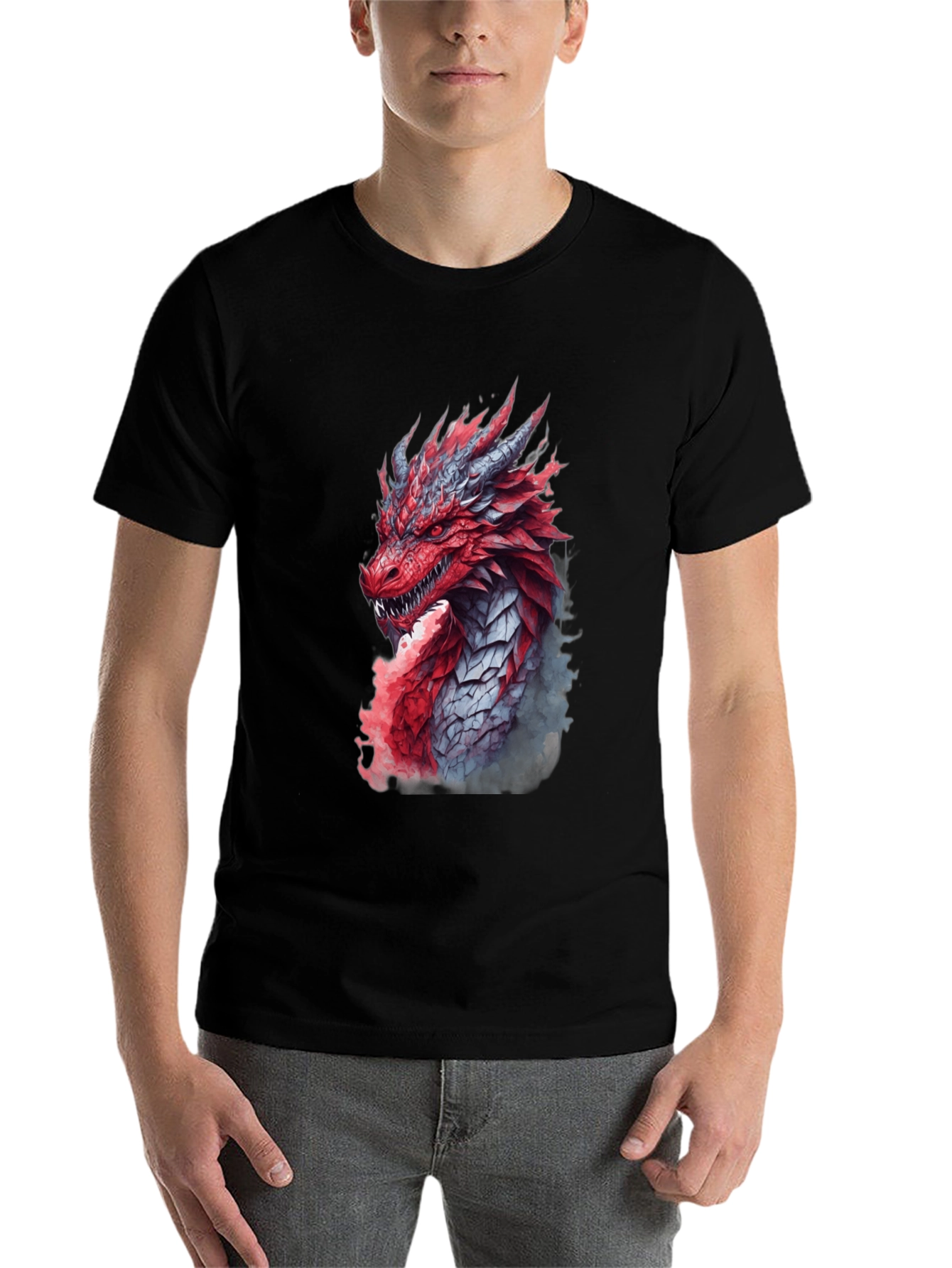 Black Dragon Graphic Print Black T-Shirt view 7
