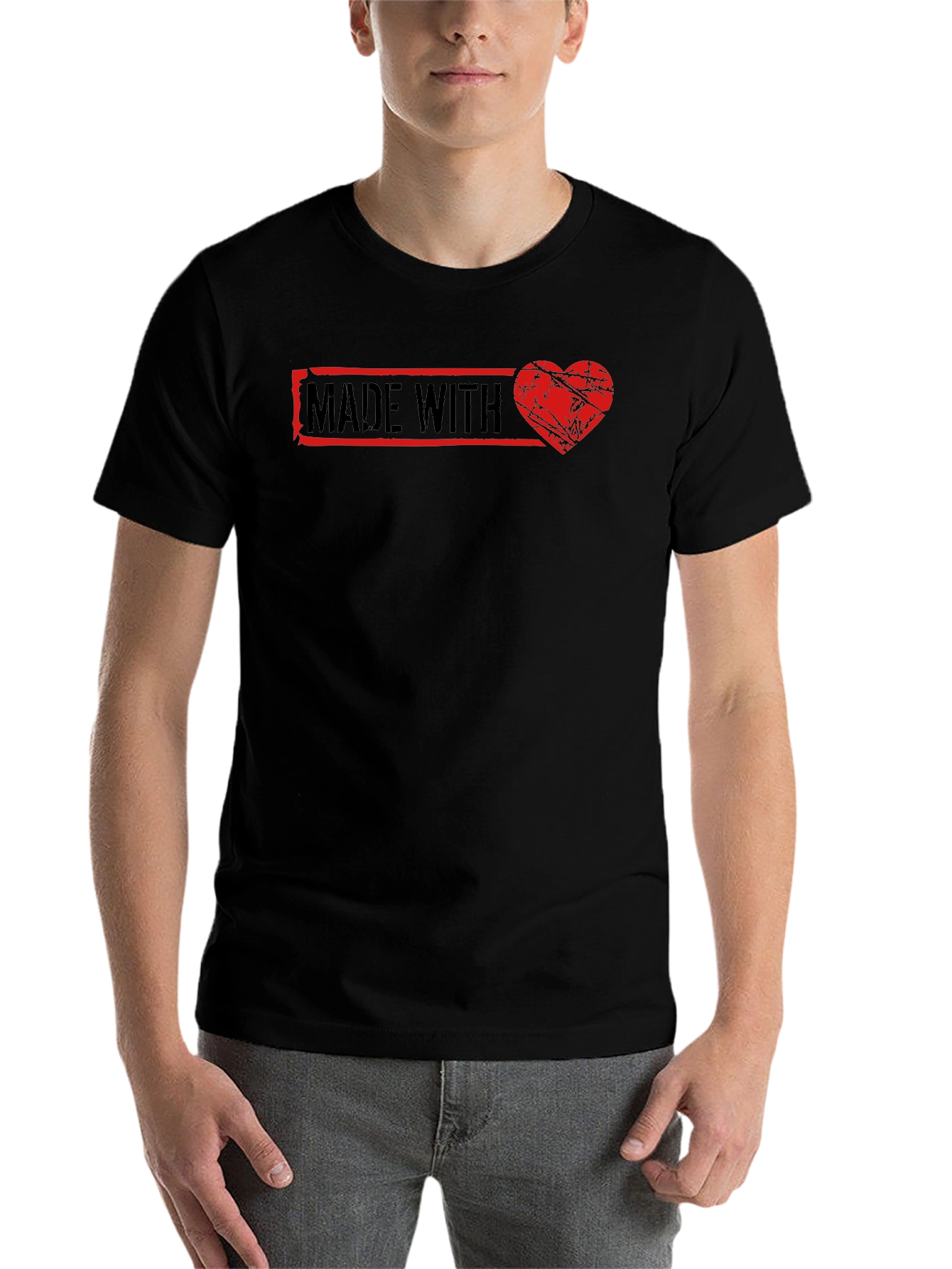 Black Made With Love Graphic Tee - Black Cotton T-Shirt view 7
