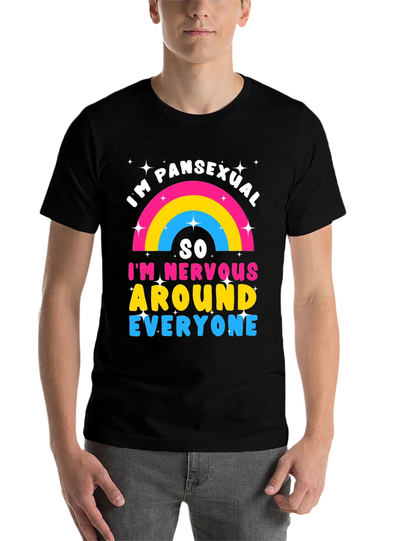 Black Pansexual Pride T-Shirt - Nervous Around Everyone! view 7