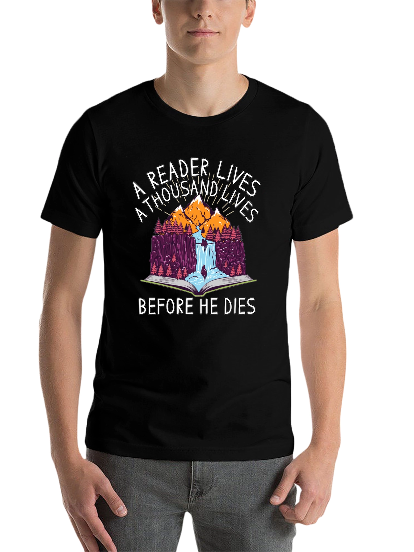 Black A Reader Lives a Thousand Lives Graphic T-Shirt view 7