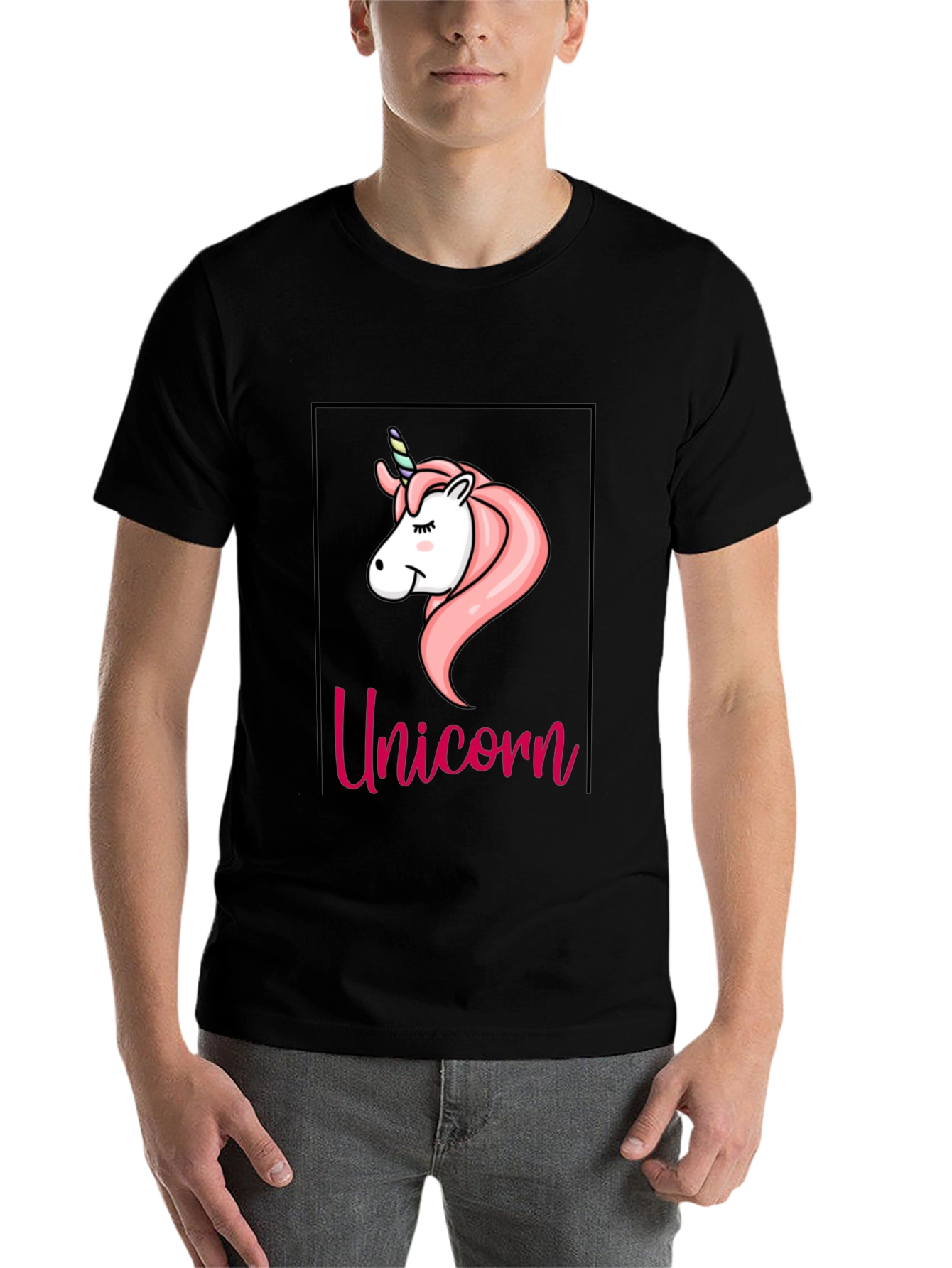Black Unicorn Graphic Tee - Black Cotton T-Shirt view 7