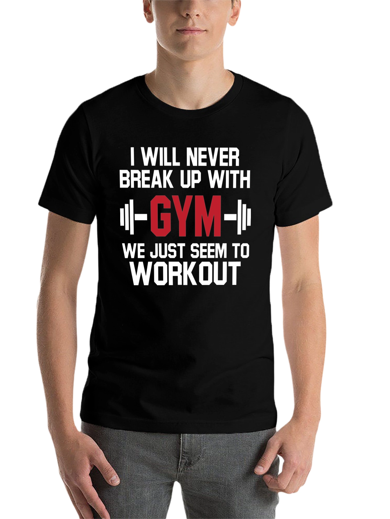 Black Gym Workout T-Shirt - I Will Never Break Up With Gym view 7