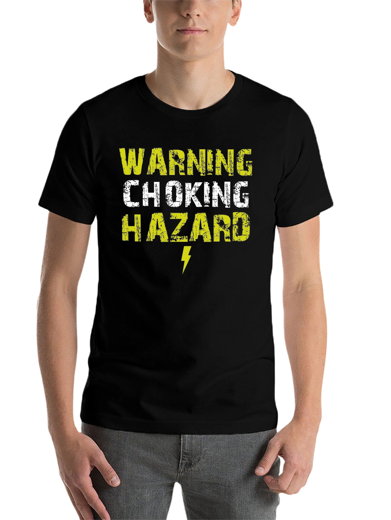 Black Warning Choking Hazard T-Shirt Funny Graphic Tee view 7