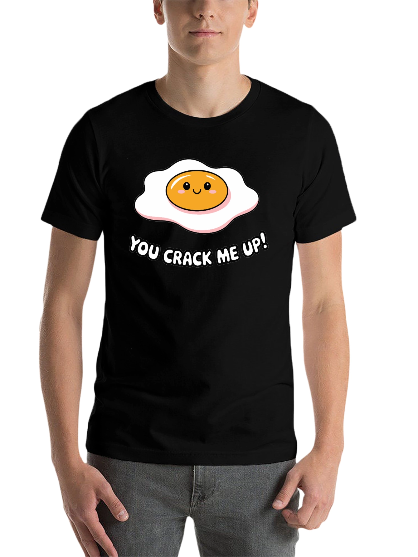 Black Funny You Crack Me Up Egg Pun T-Shirt view 7