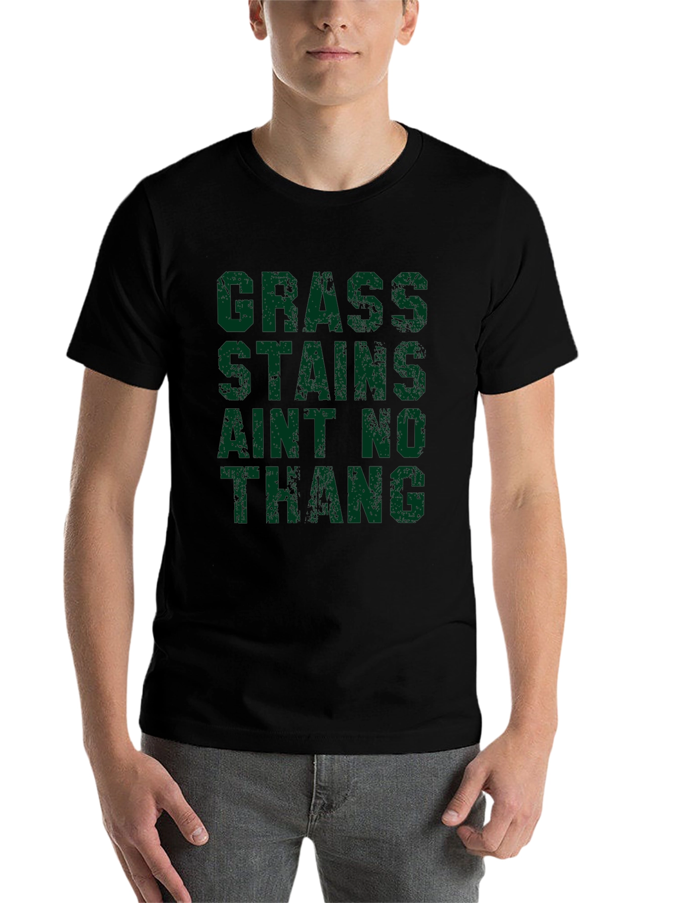 Black Grass Stains Ain't No Thang T-Shirt - Bold Statement Tee view 7