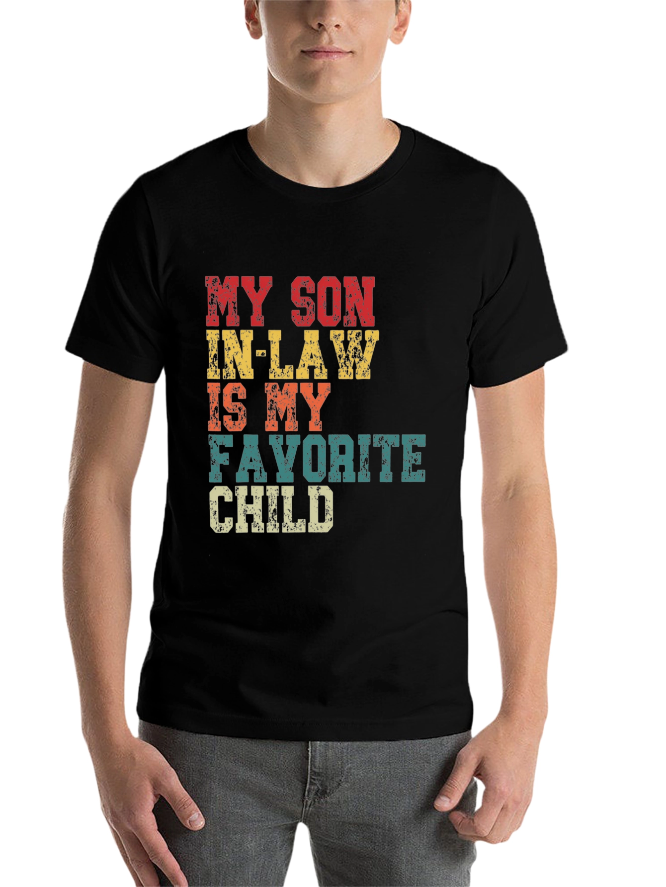 Black Funny Son-in-Law Favorite Child T-Shirt view 7