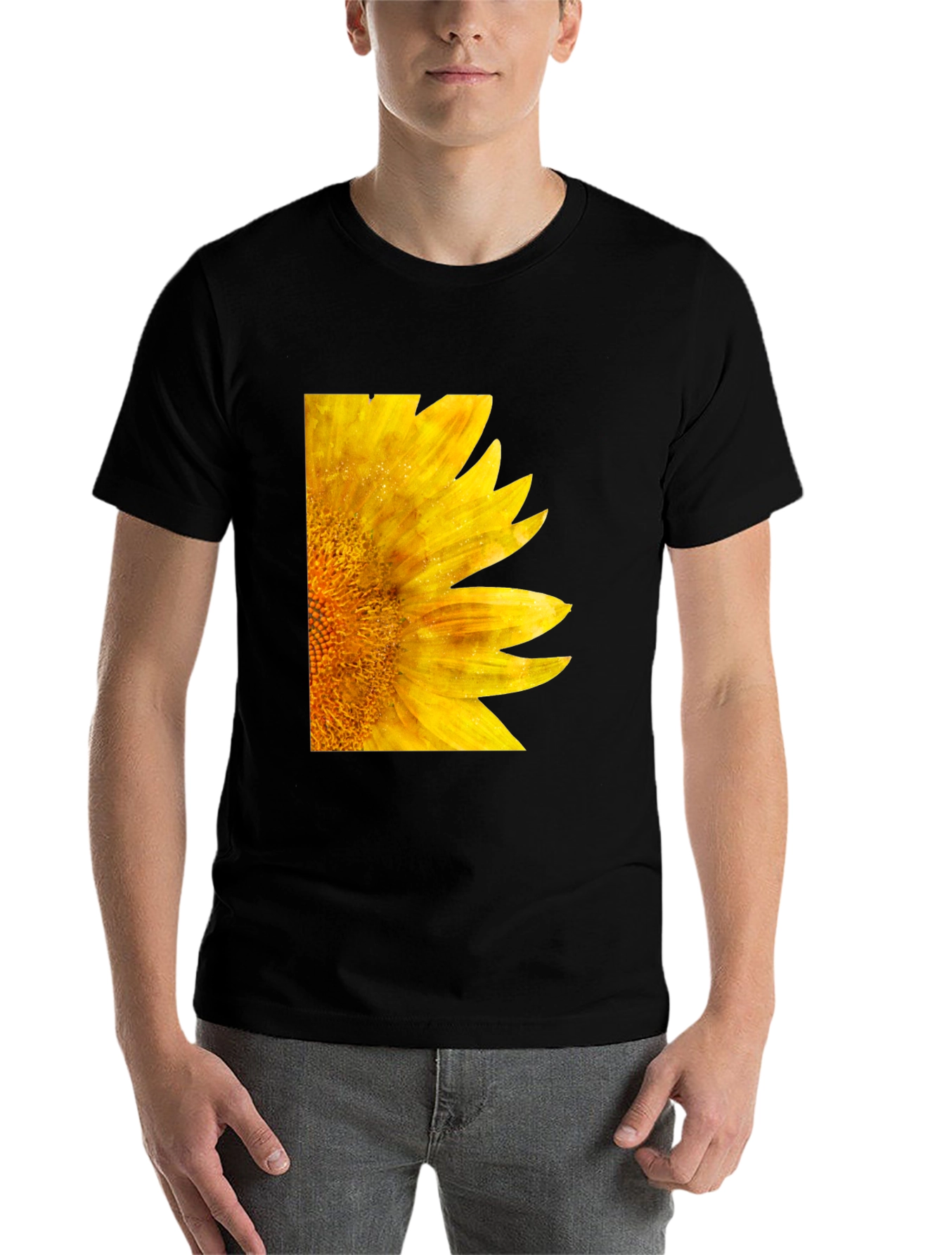 Black Sunflower Graphic Tee - Black Cotton Casual Shirt view 7