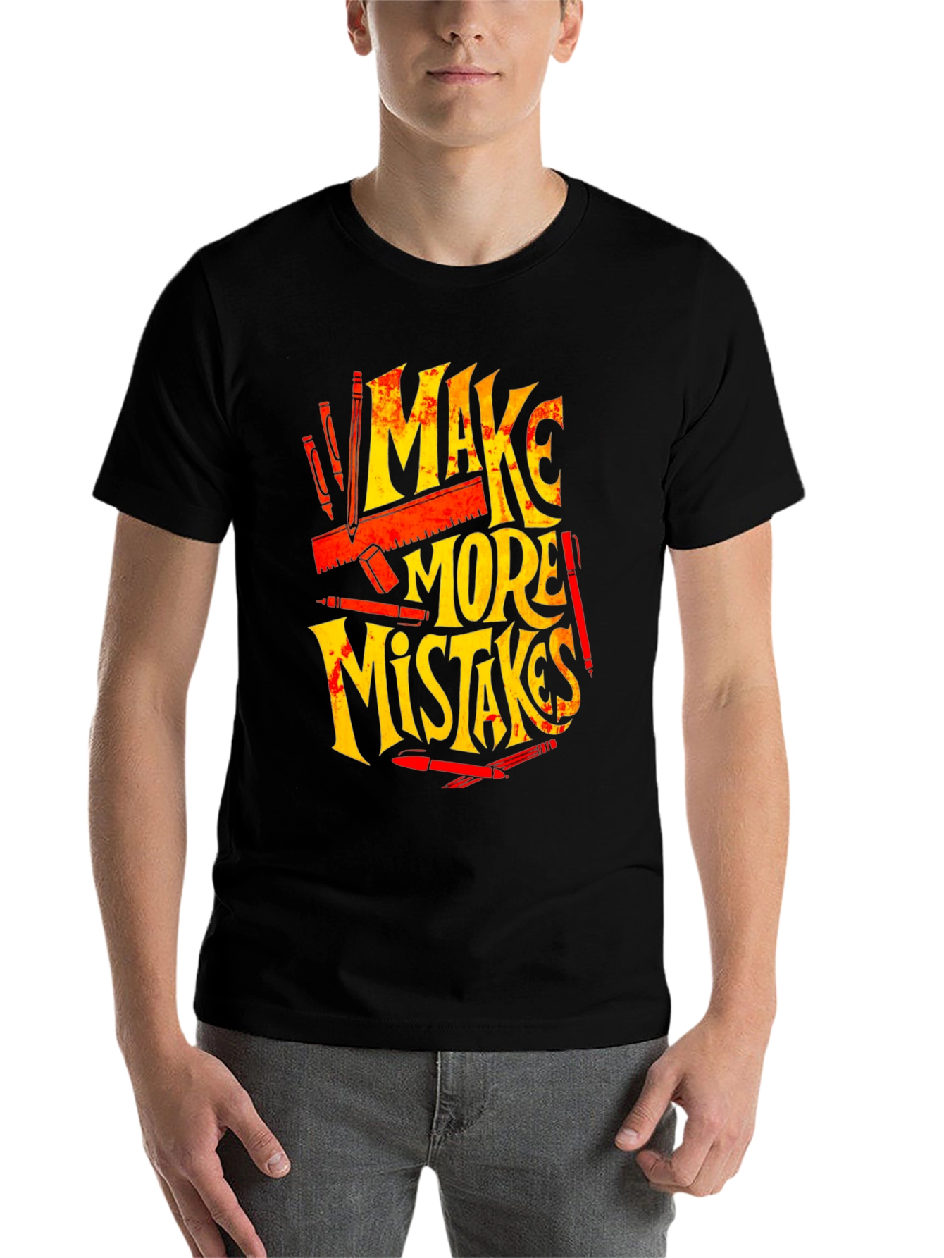 Black Make More Mistakes Graphic Tee - Black view 7