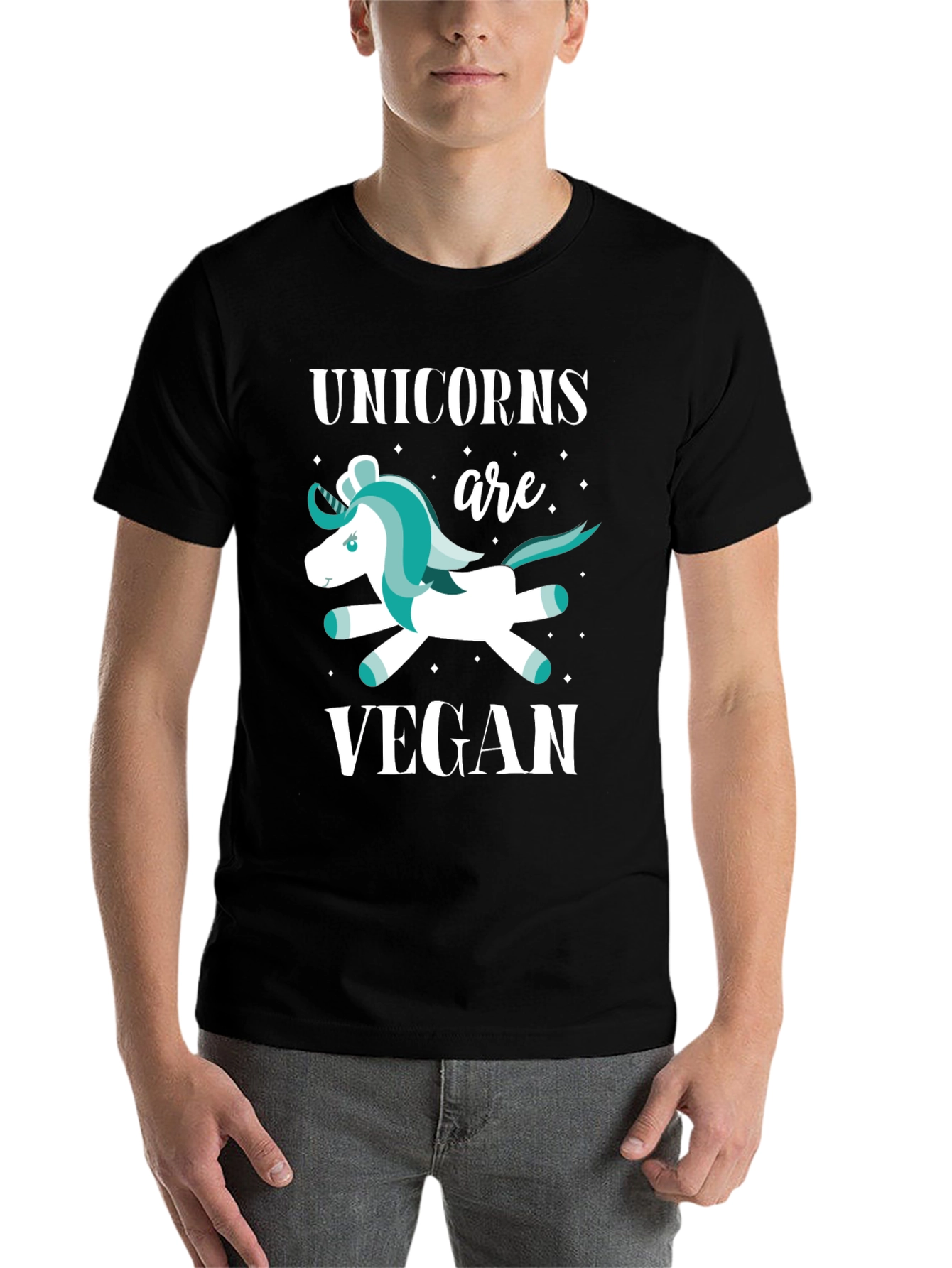 Black Unicorns are Vegan Graphic T-Shirt view 7