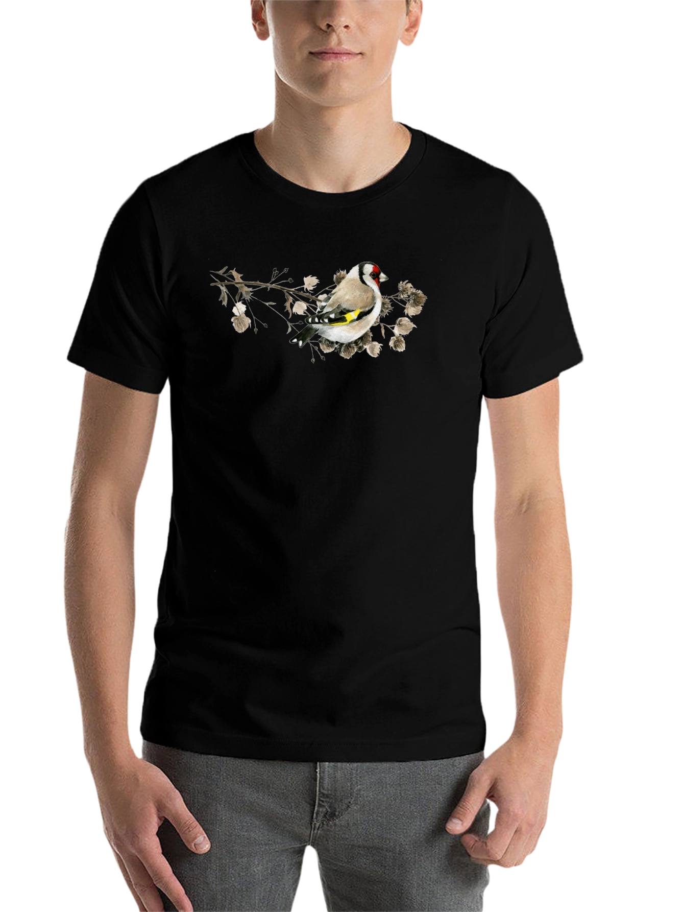 Black Bird on Branch Graphic Black Tee view 7