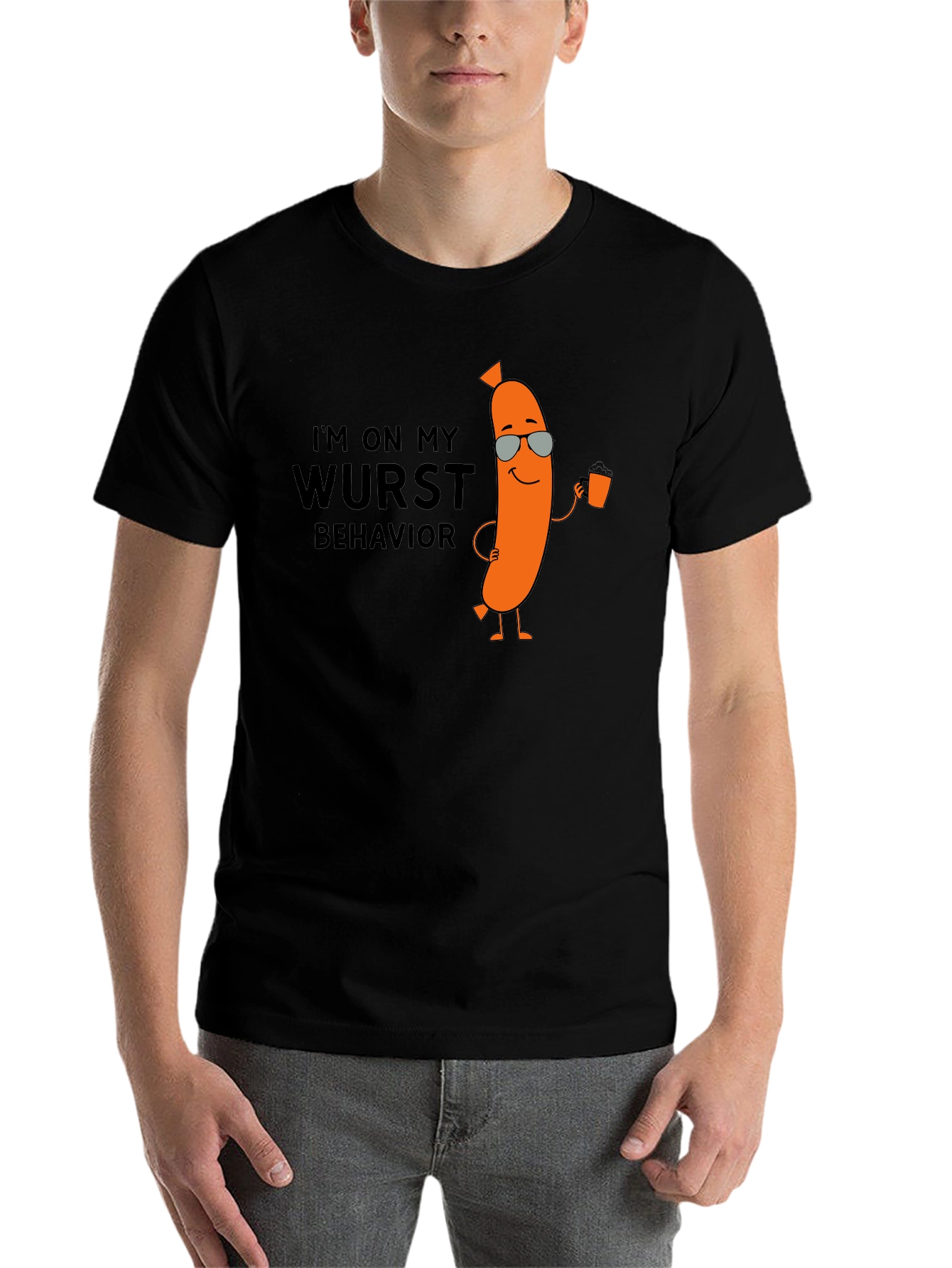 Black Wurst Behavior T-Shirt - Funny Sausage Tee view 7