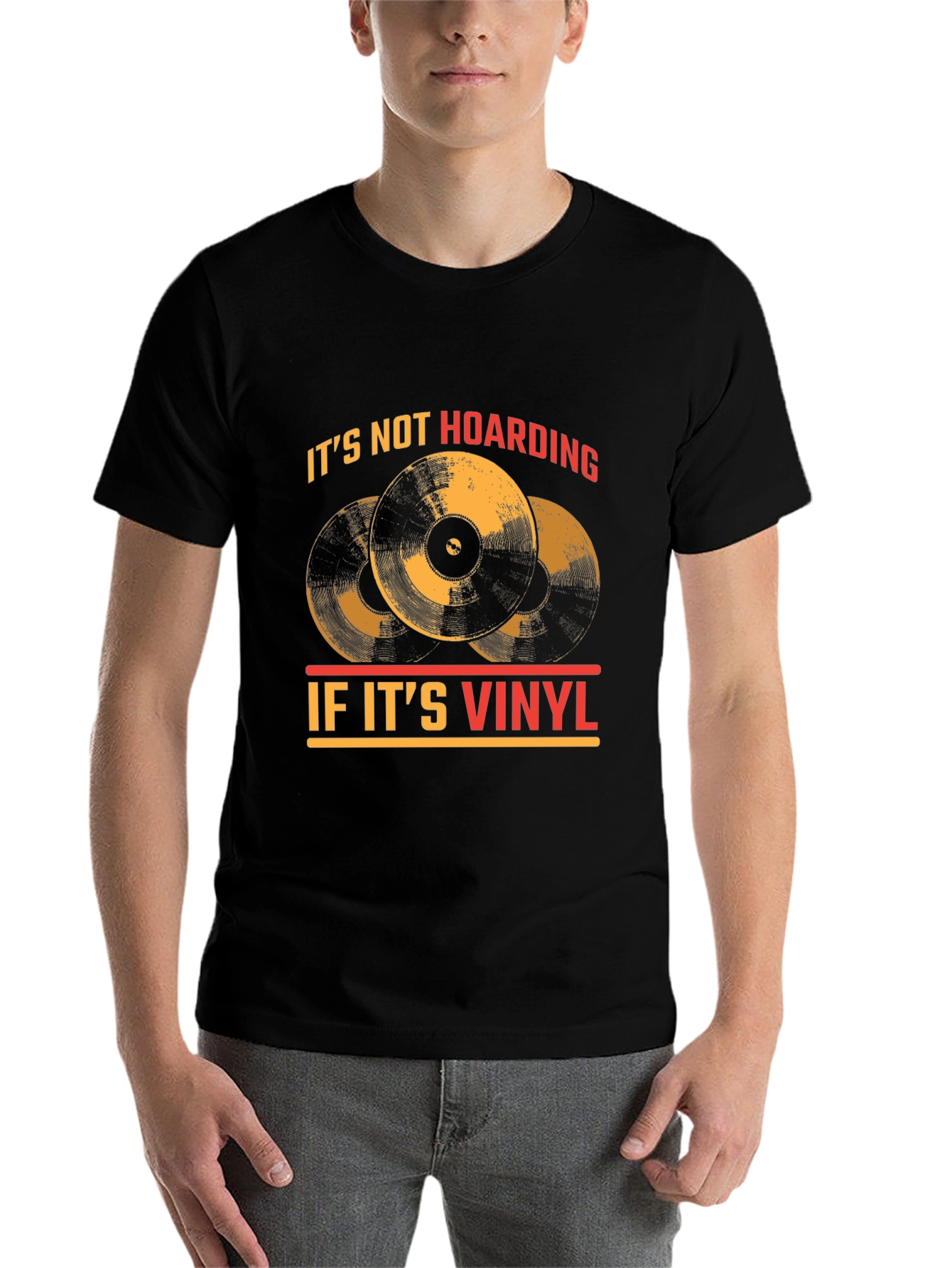 Black Vinyl Record Collector T-Shirt - "It's Not Hoarding!" view 7