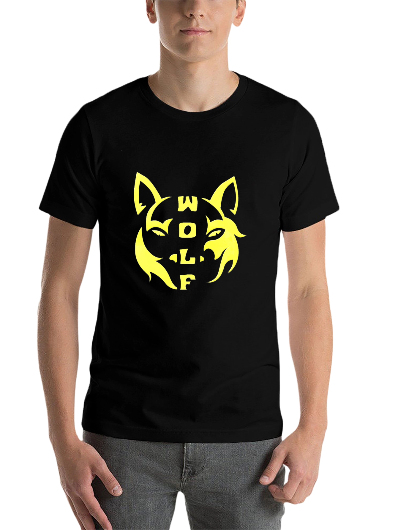 Black Wolf Graphic T-Shirt - Black Cotton Blend Tee view 7