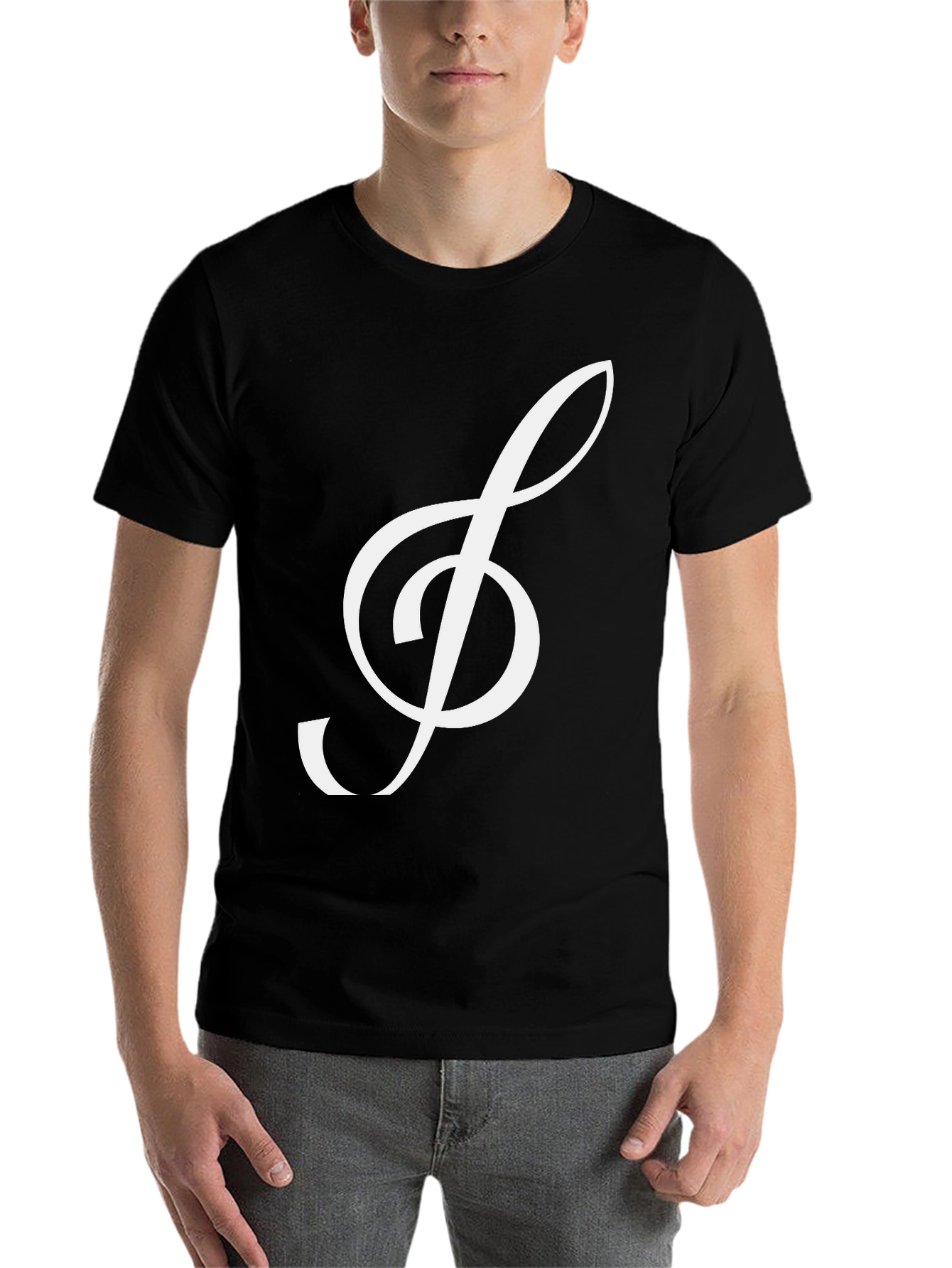 Black Treble Clef Graphic Tee - Musical Statement Shirt view 7