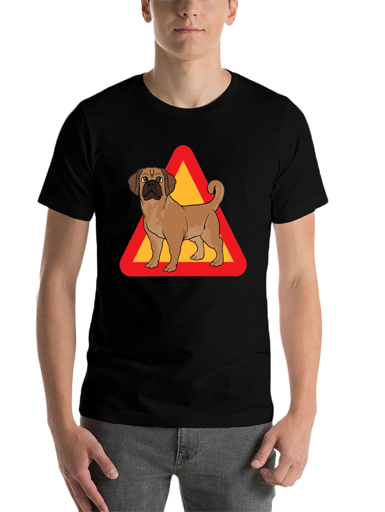 Black Dog Crossing T-Shirt - Novelty Graphic Tee view 7