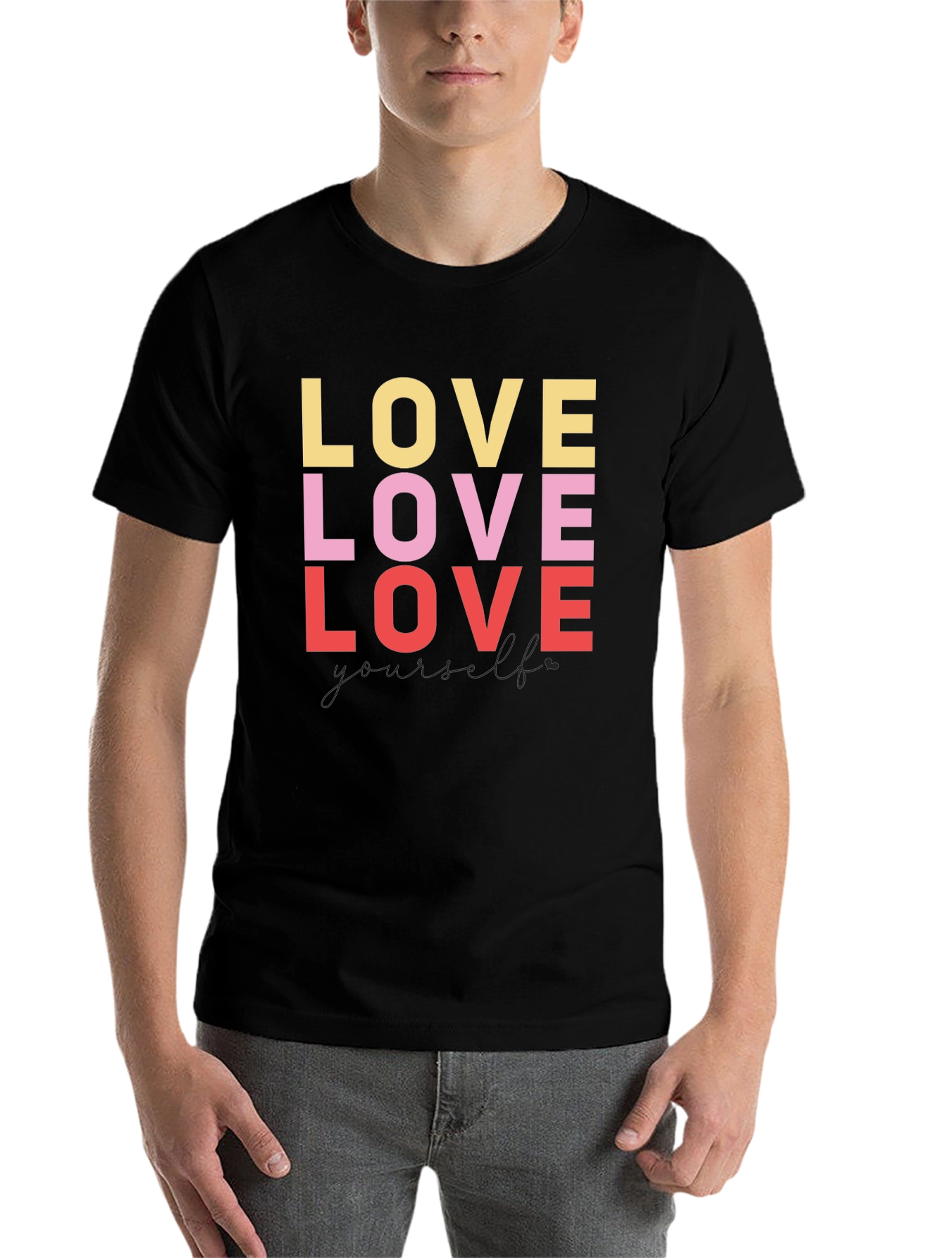 Black Love Yourself Graphic Tee - Black view 7