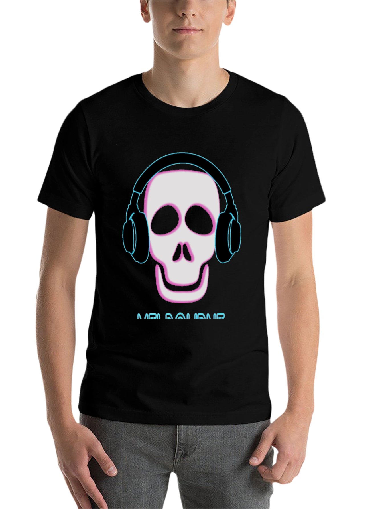 Black Skull Headphones T-Shirt - Music Lover Tee view 7