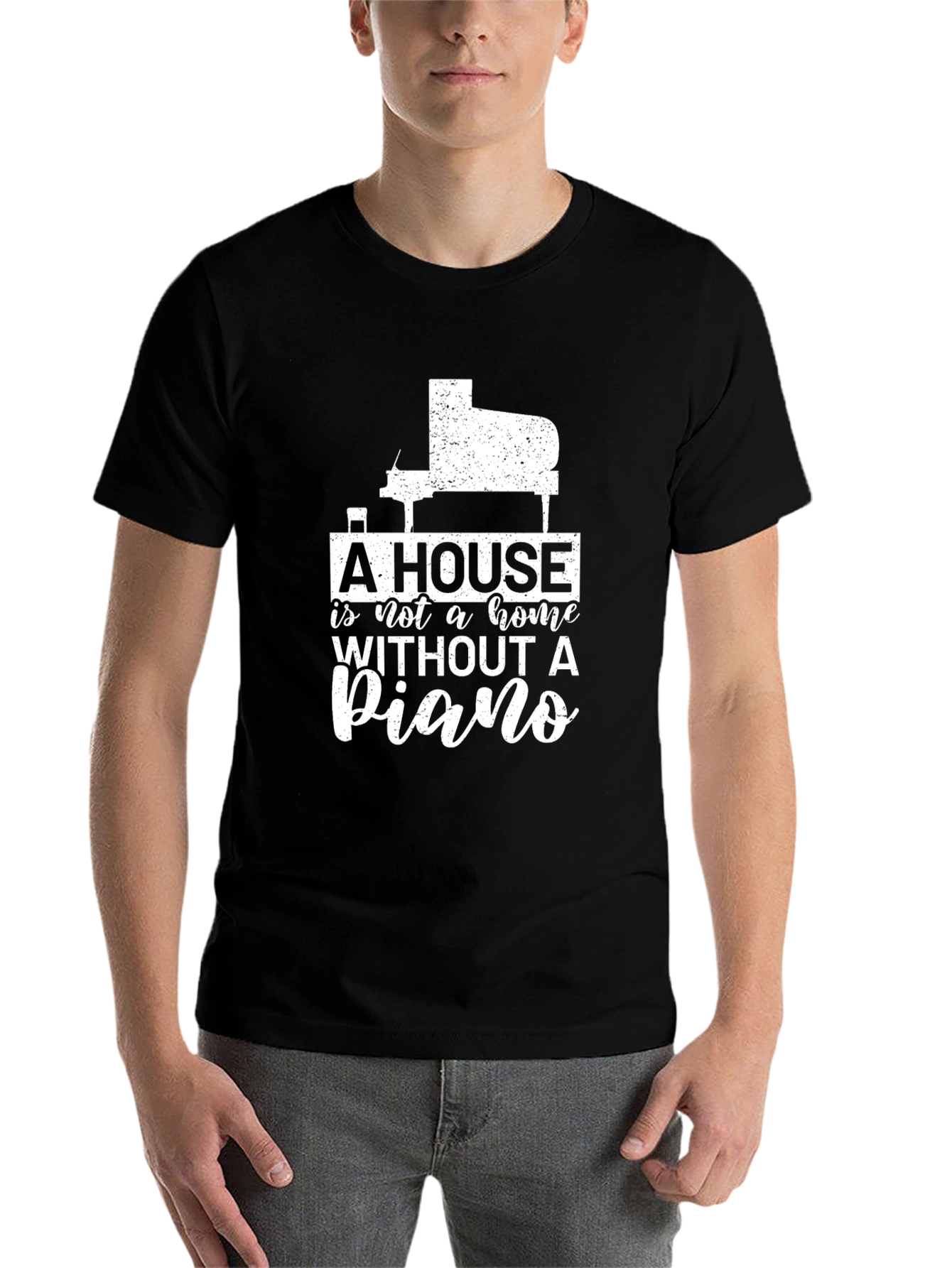Black A House is Not a Home Without a Piano T-Shirt view 7