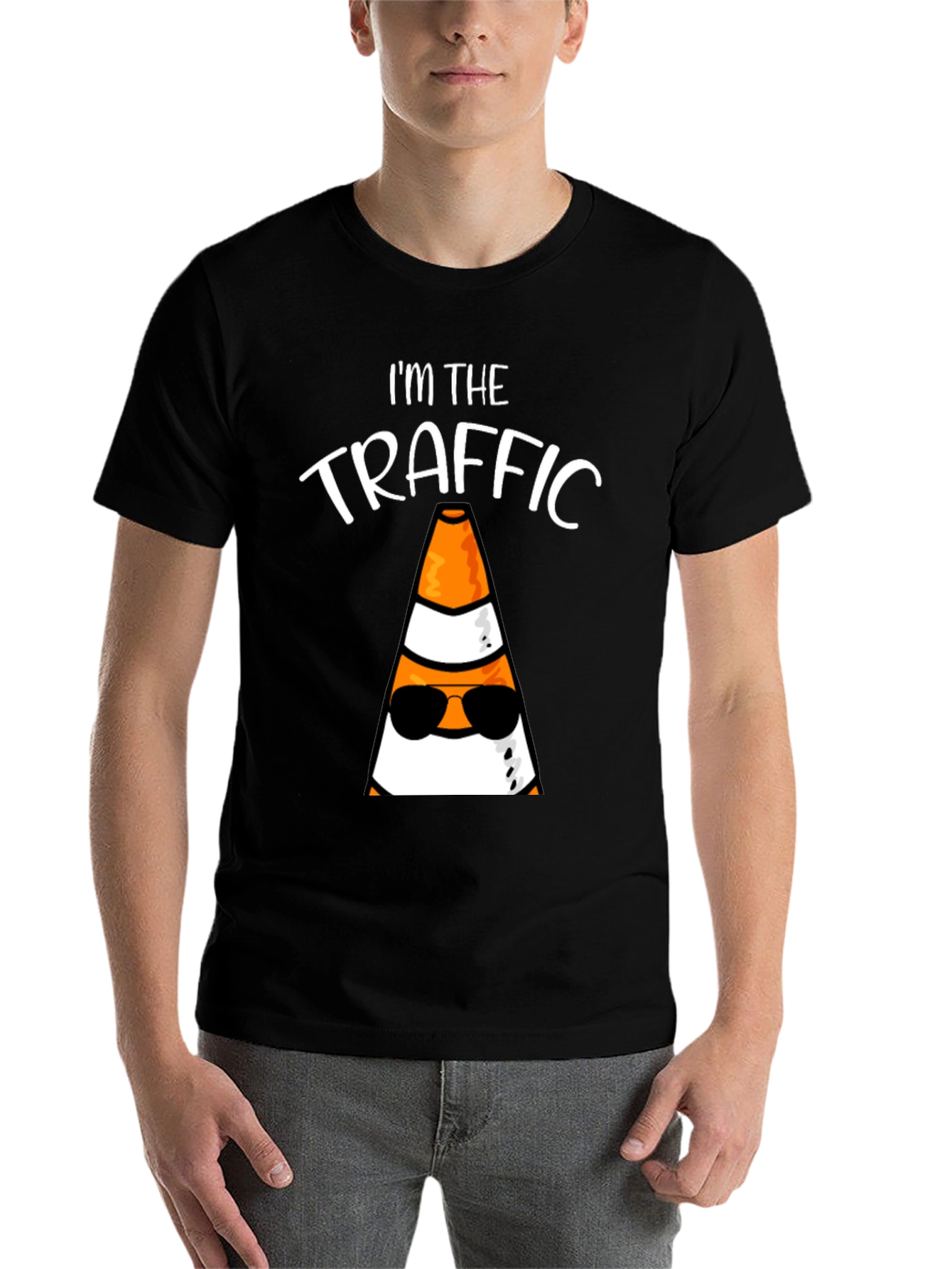 Black I'm the Traffic Cone T-Shirt view 7
