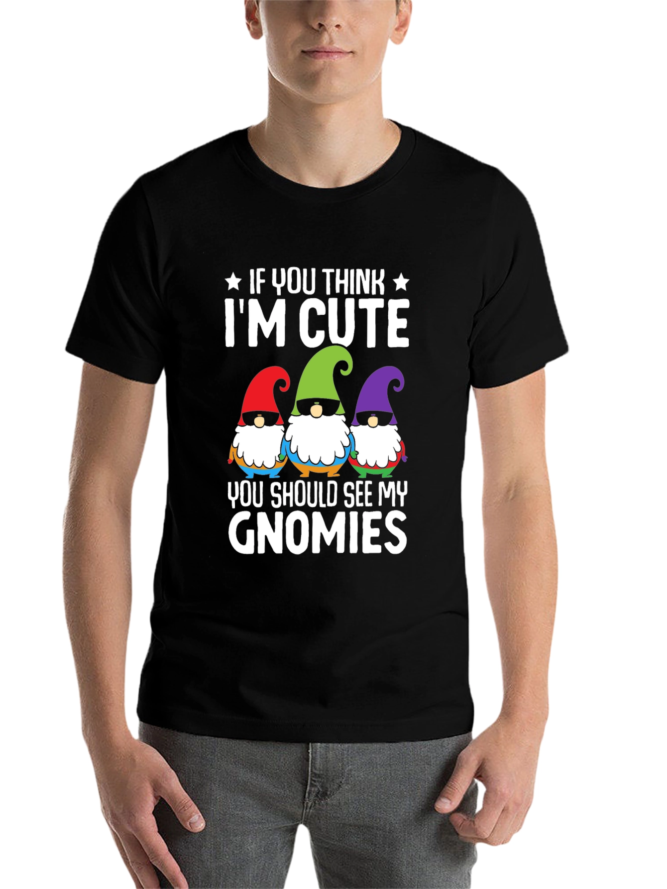 Black Cute Gnomies Graphic T-Shirt view 7