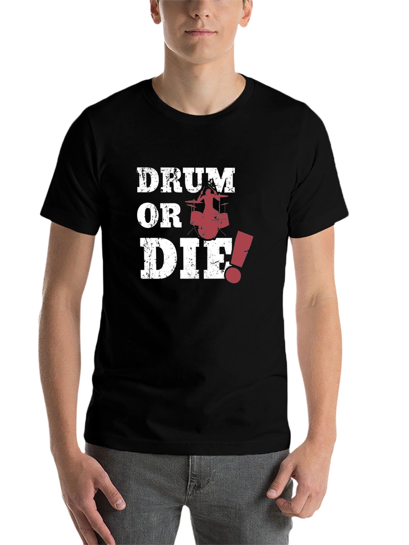 Black Drum or Die! Graphic Print Black T-Shirt view 7