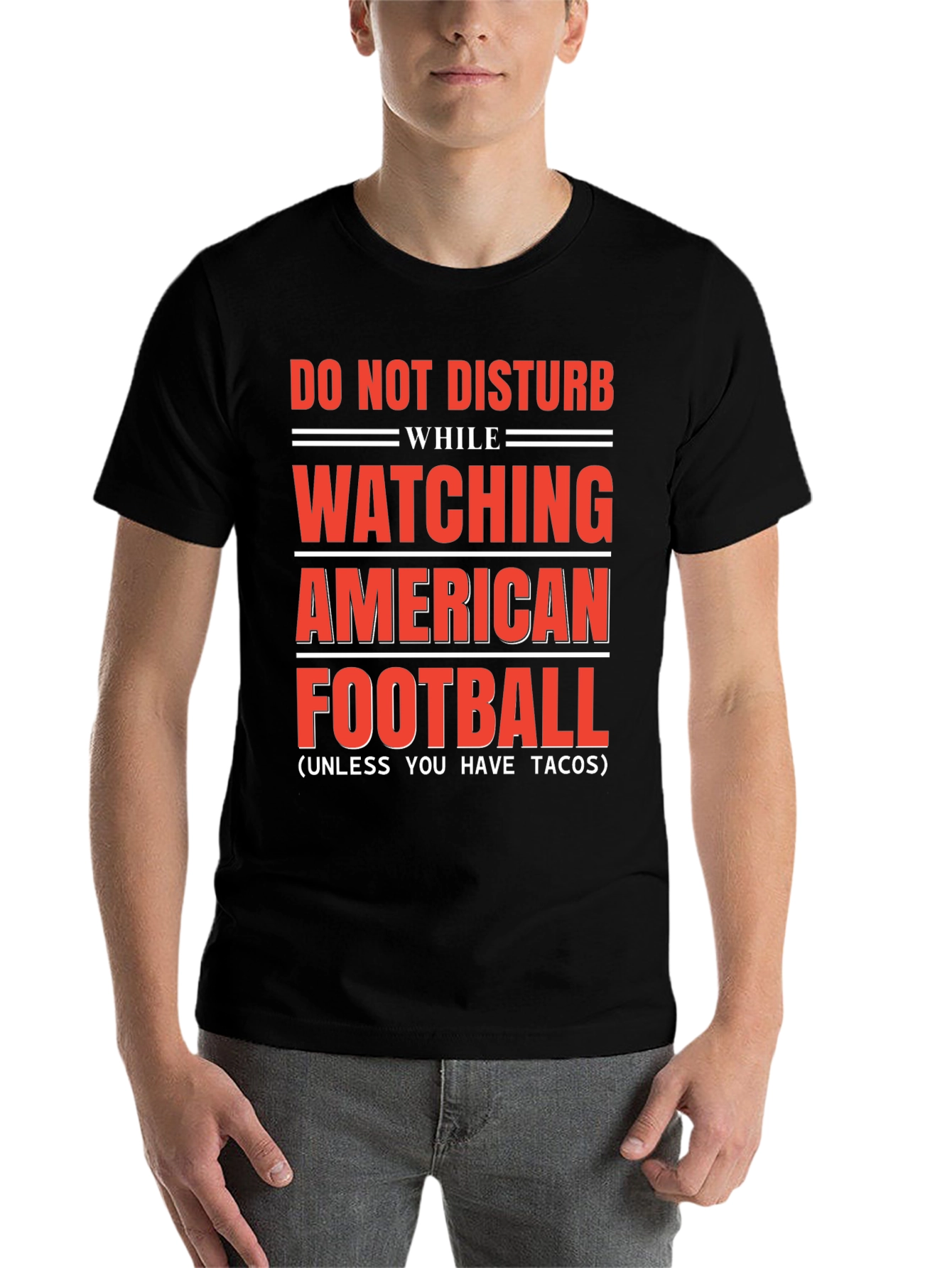 Black Do Not Disturb American Football & Tacos T-Shirt view 7