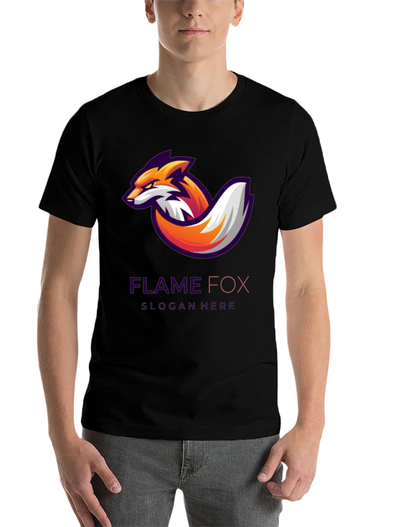 Black Flame Fox Graphic Tee - Cool Design, Soft Cotton Shirt view 7