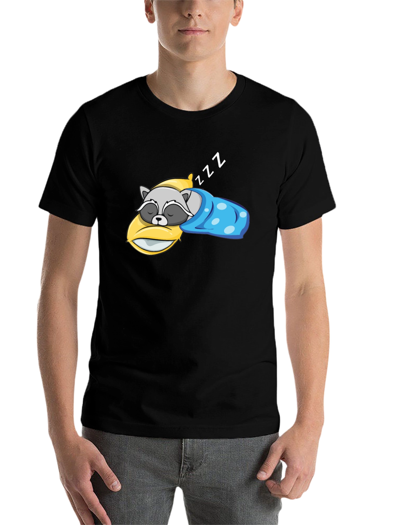 Black Sleeping Raccoon Graphic T-Shirt view 7