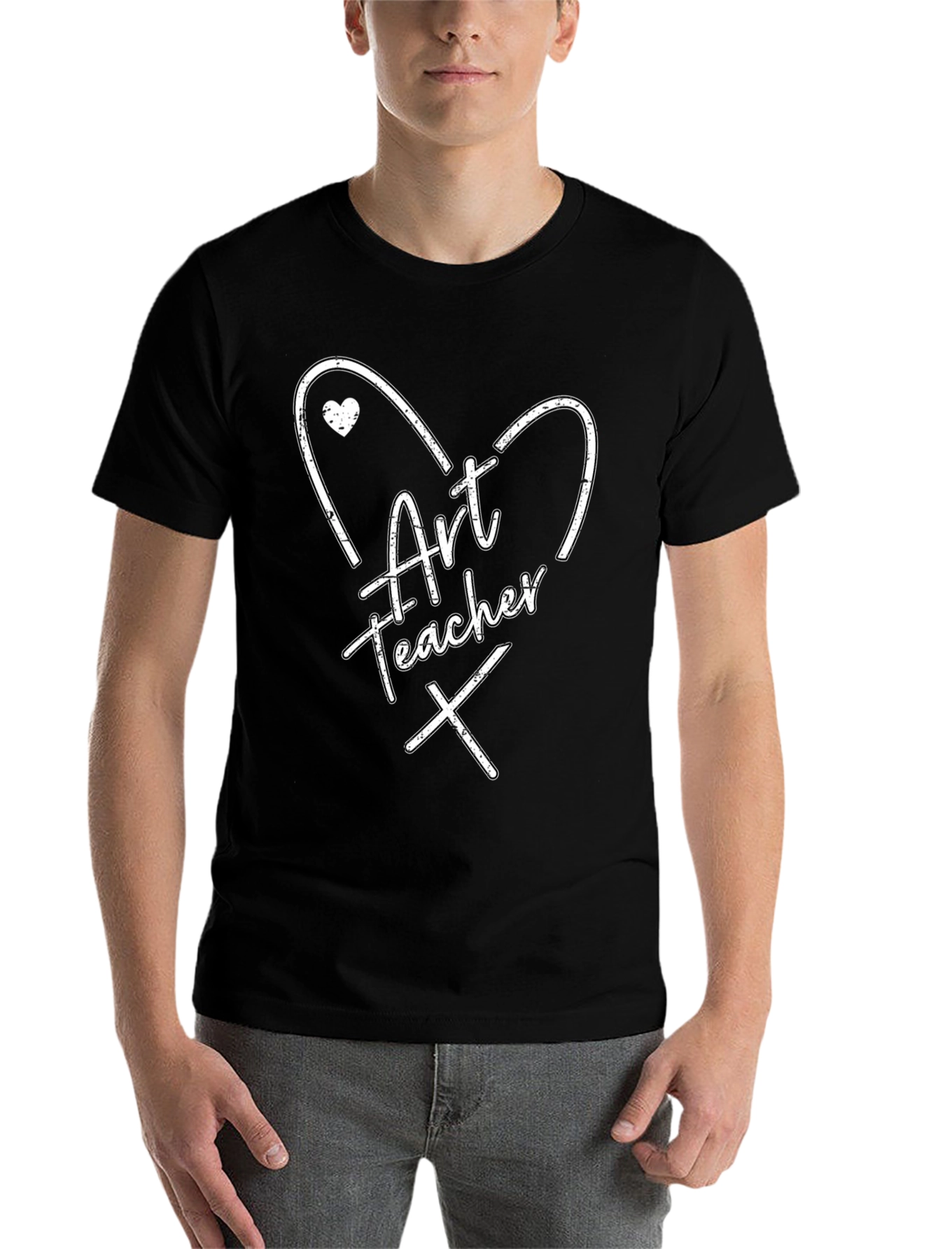 Black Art Teacher Heart Graphic Black T-Shirt view 7