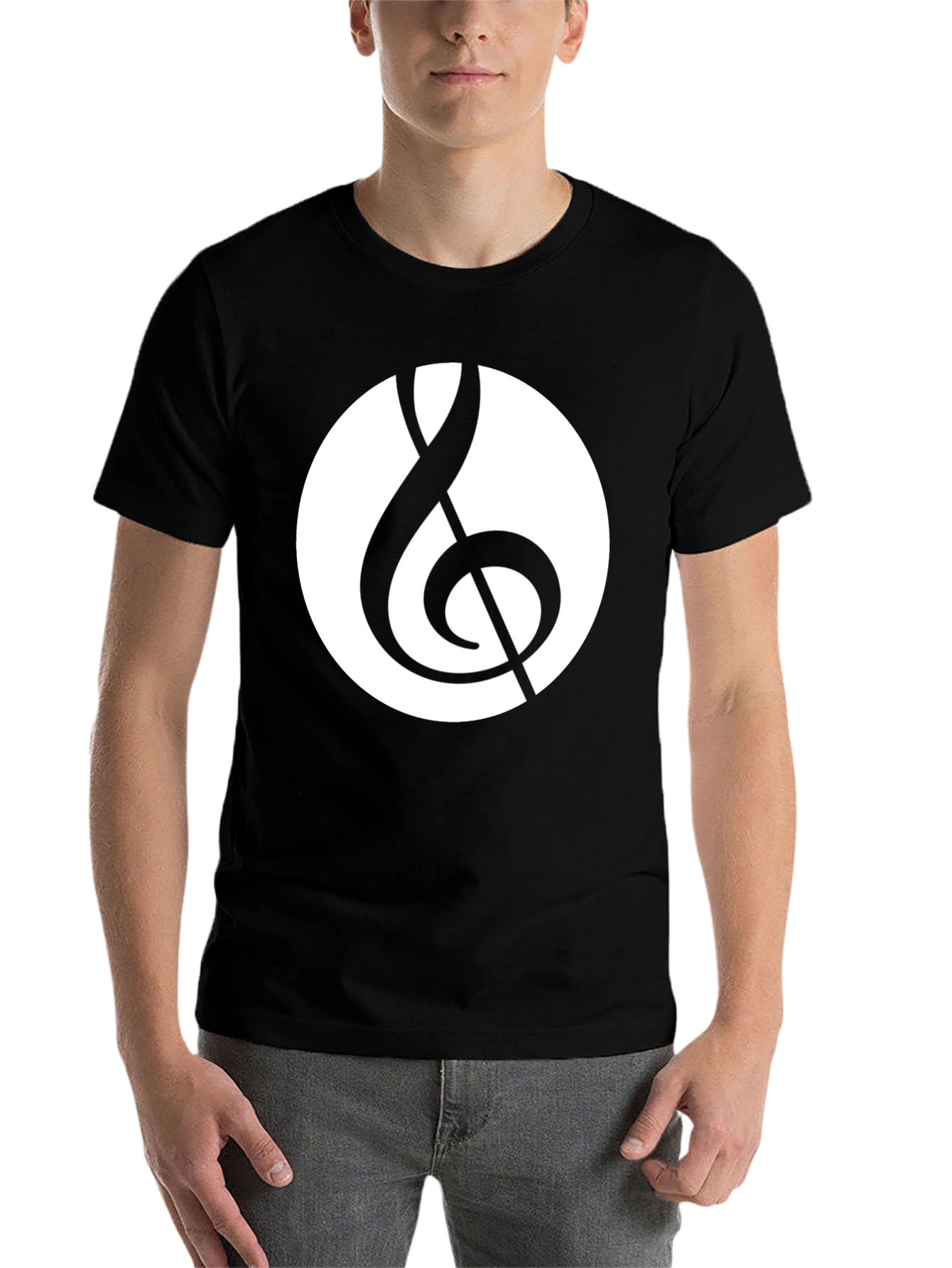 Black Musical Treble Clef Graphic T-Shirt view 7