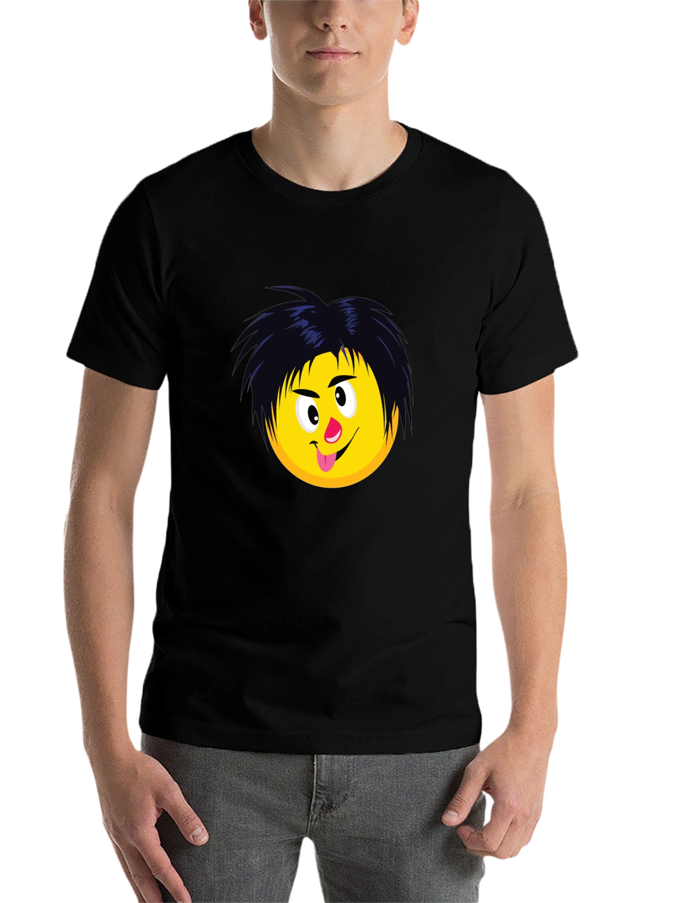 Black Funny Emoji Graphic T-Shirt - Black view 7