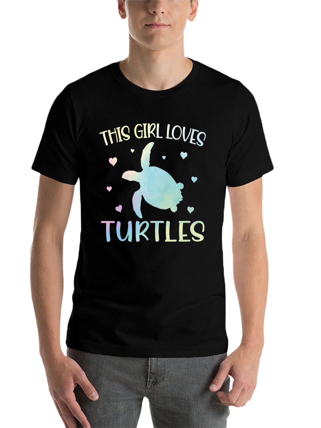Black This Girl Loves Turtles Graphic T-Shirt view 7