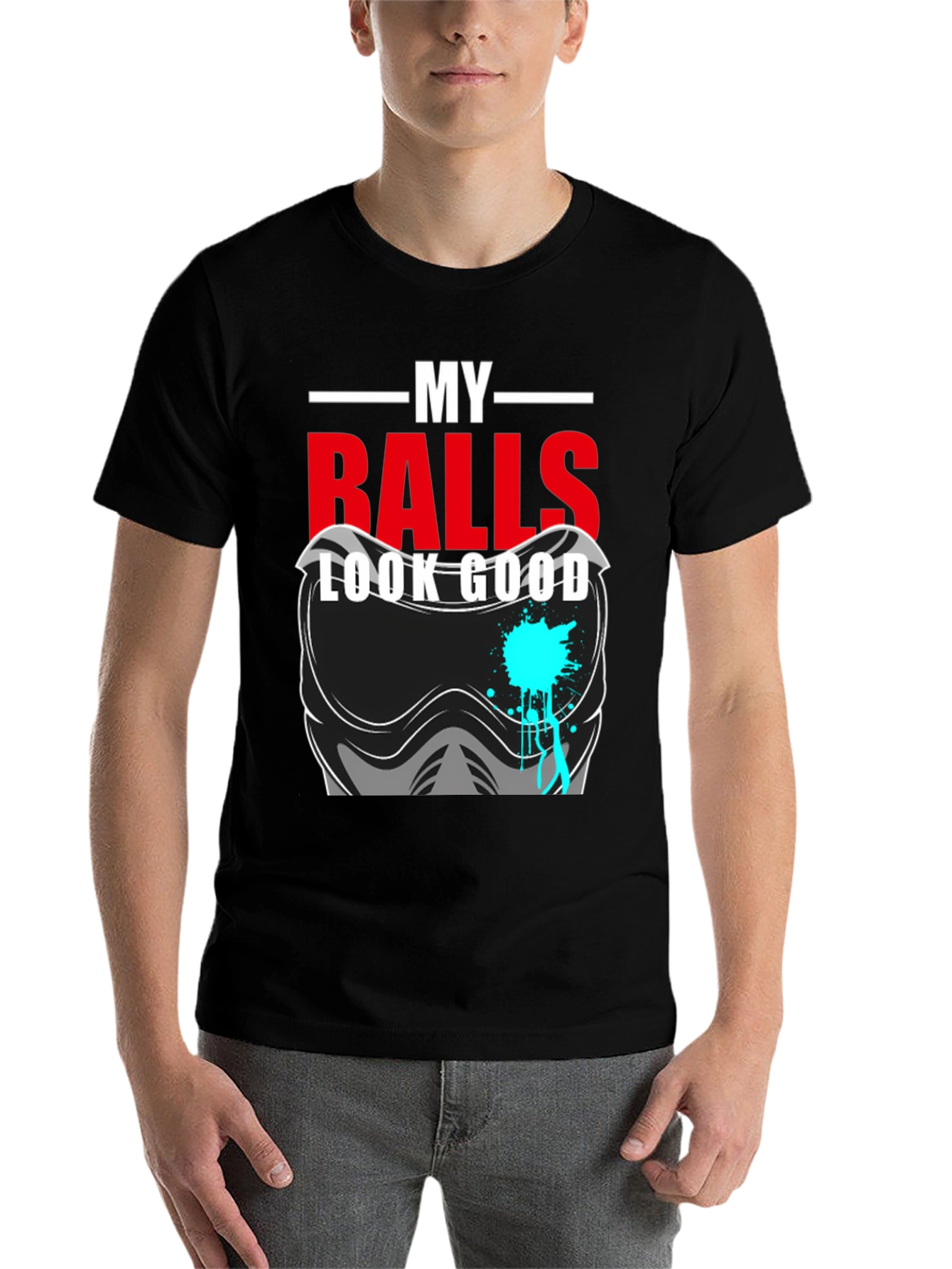 Black My Balls Look Good T-Shirt - Funny Paintball Tee view 7