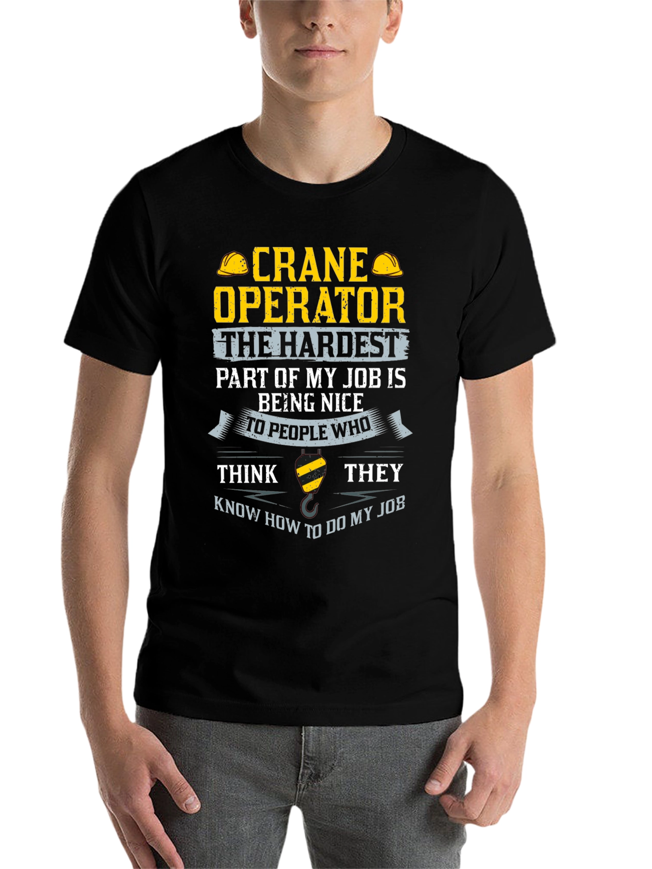 Black Crane Operator T-Shirt - Funny Job Tee view 7