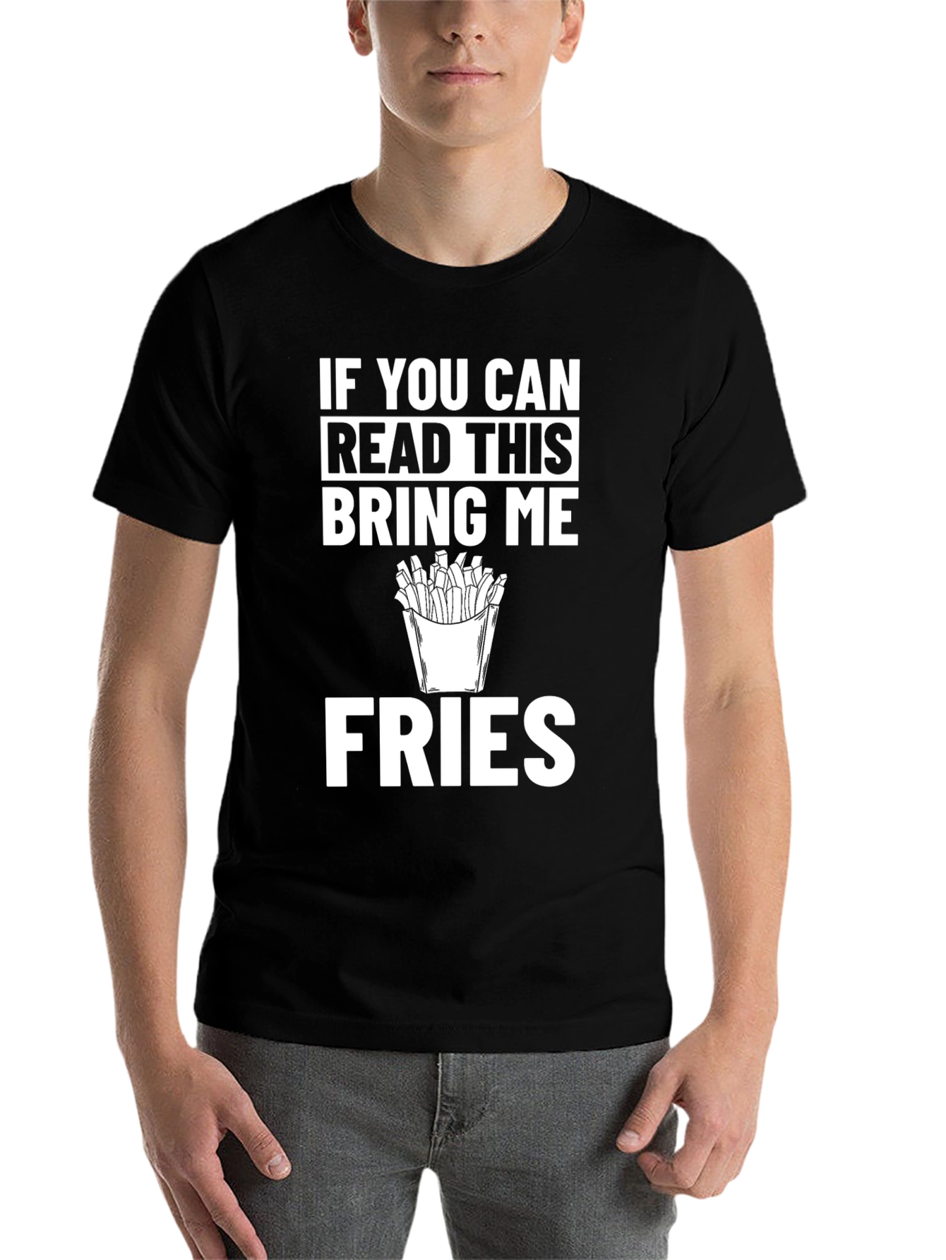 Black Funny Fries Graphic Tee - If You Can Read This view 7